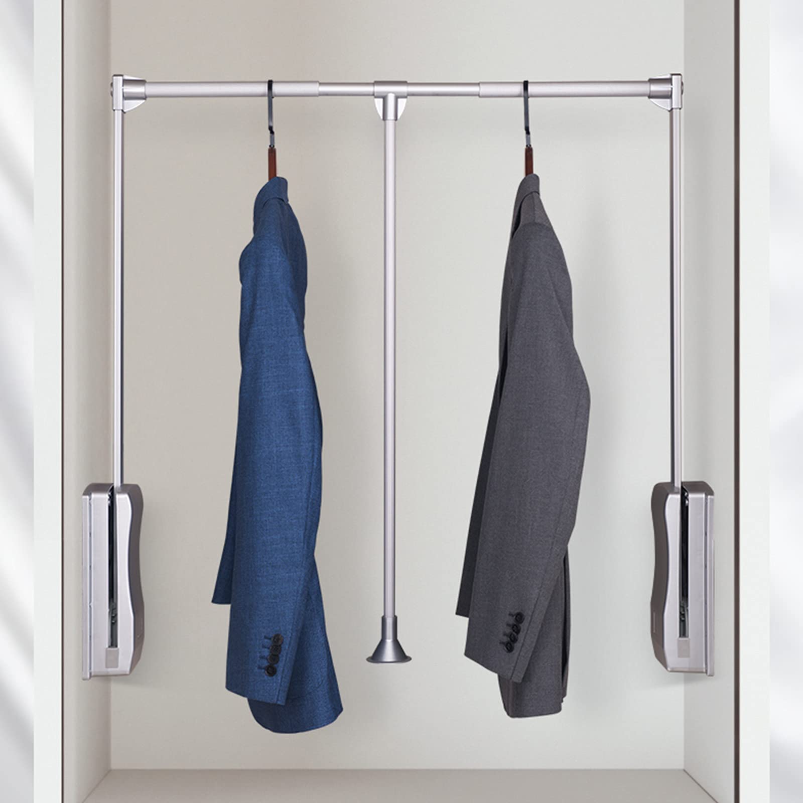 Heavy Duty 10KG Retractable Adjustable Closet Rod - Pull Out Clothes Hanging Rack (49-122cm) for Wardrobe Organization | Space Saving Solution for Small Closets & Easy Access to Clothes