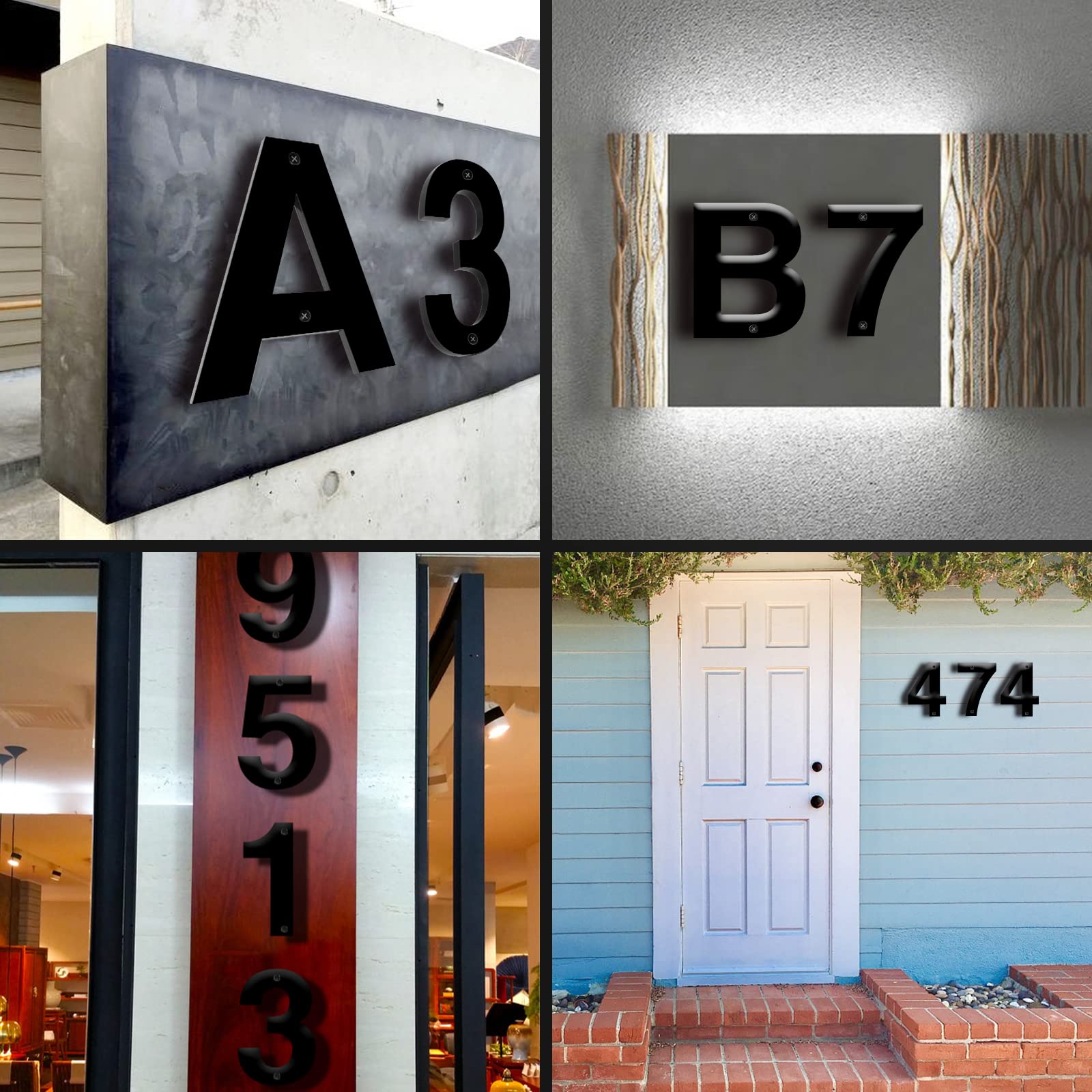 6 Inch Modern Floating House Numbers - Black Address Sign for Outdoor, Garden, Mailbox, Door Decor with Nail Kit (Set of 9) | Weatherproof & Easy to Install for Home, Office, Apartment Exterior