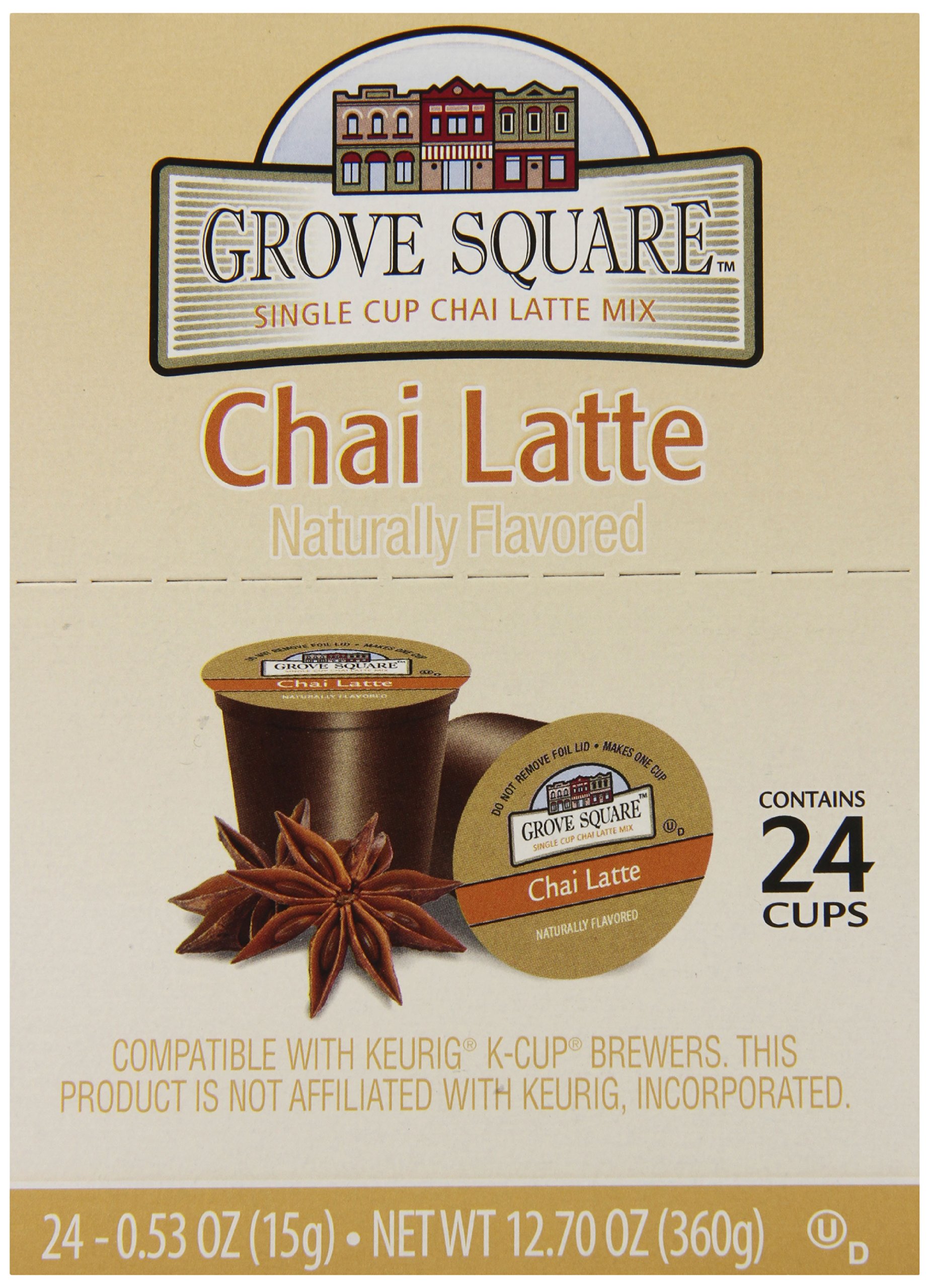 Grove Square Chai Latte Tea - 24 Single Serve Cups for Keurig K-Cup Brewers | Perfect for Office, Home & Morning Energy Boost