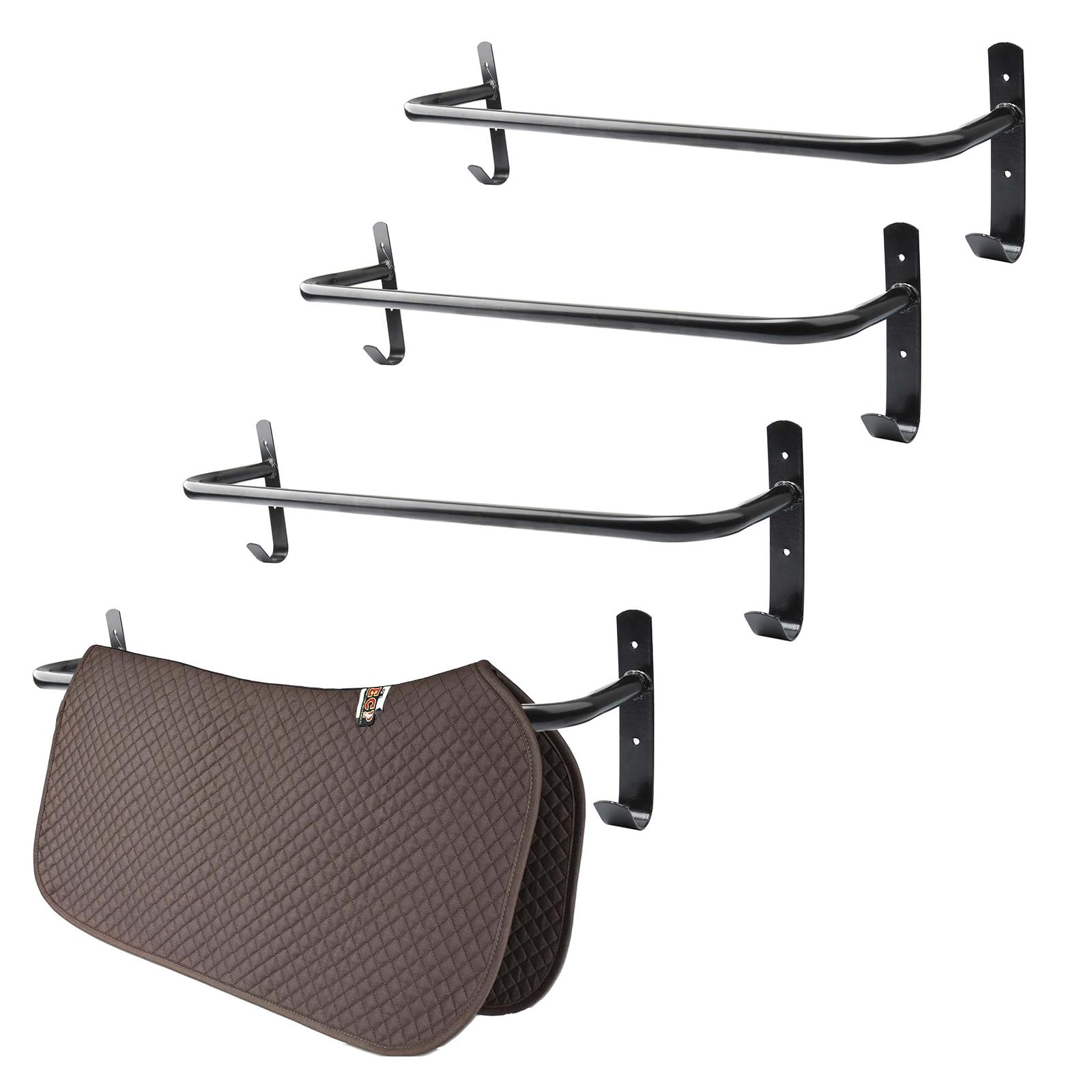 4-Piece Wall Mounted Blanket Rack with Tack Rack - 33.8 Inch Heavy Duty Blanket Bar for Hanging Horse Blankets, Saddle Pads & Stable Accessories - Perfect for Barn Organization & Equestrian Gear Storage