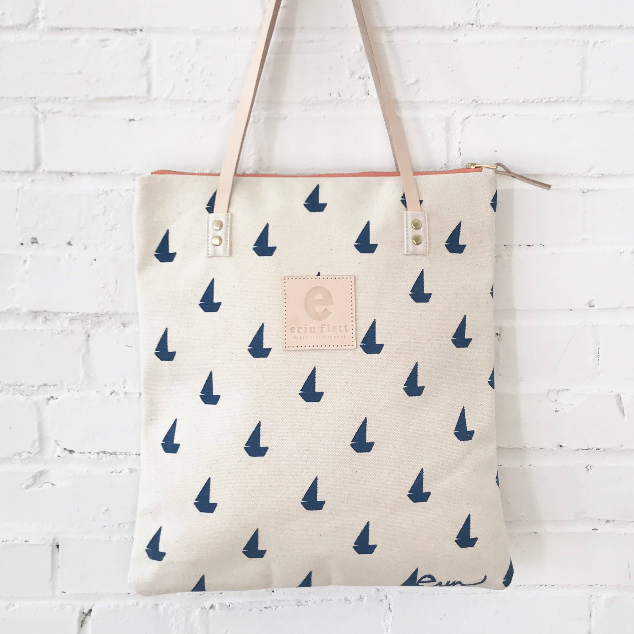 Erin Flett Royal Sailboats Mod Tote Bag - Stylish Canvas Tote for Women - Perfect for Beach, Shopping & Everyday Use