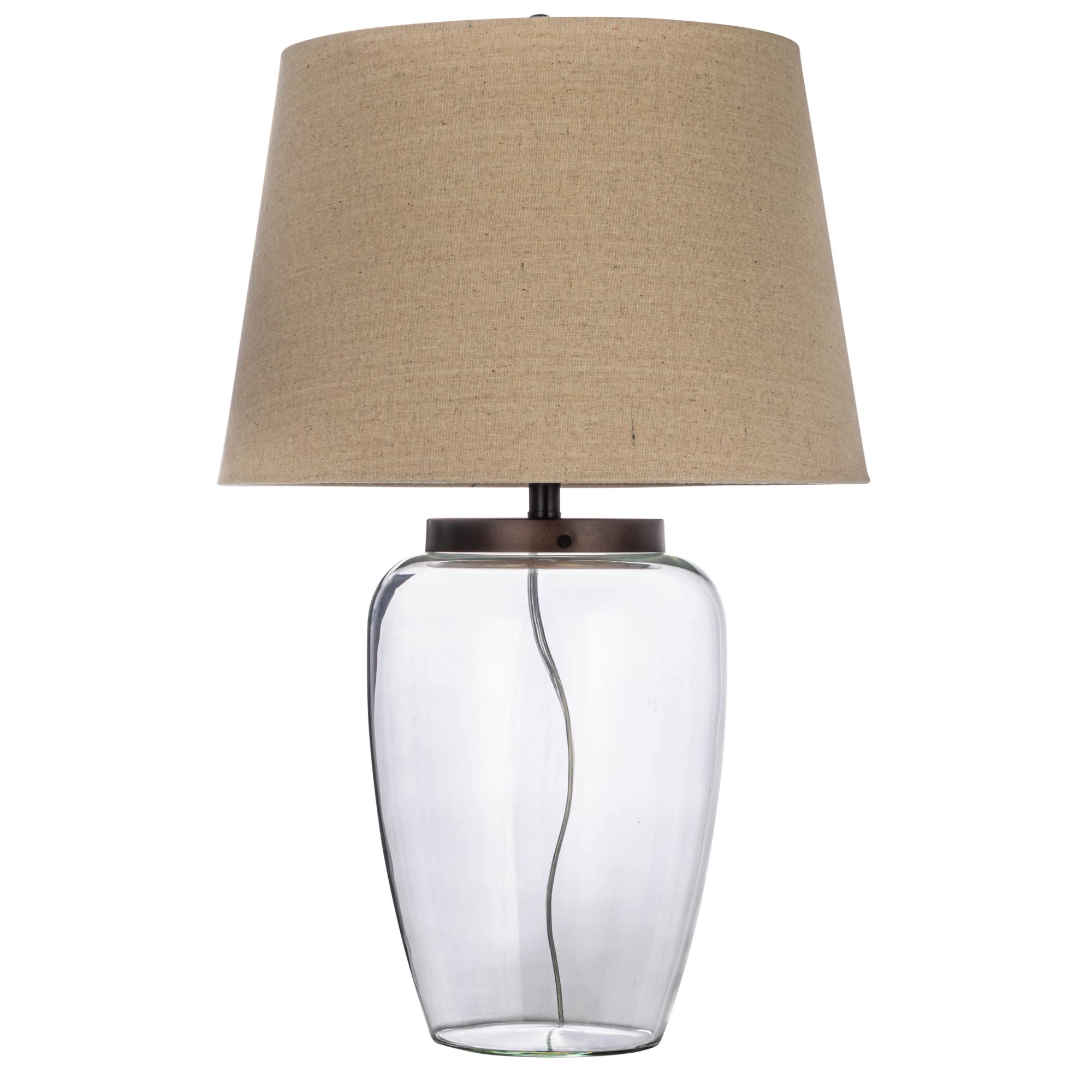 Fillable Glass Table Lamp with Shade - Modern Decorative Lighting for Bedroom, Living Room & Office - DIY Customizable Home Decor Gift Idea