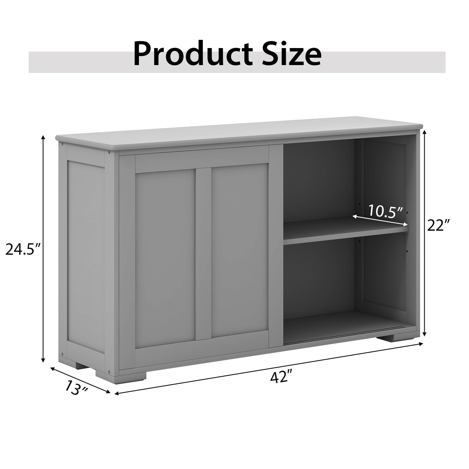 Costzon Wooden Sideboard Buffet Cabinet with Adjustable Shelf & Sliding Barn Door - Kitchen Storage Cabinet, Coffee Bar Console Table for Living Room, Dining Room, Hallway - Perfect for Home Organization & Entertaining (Grey)