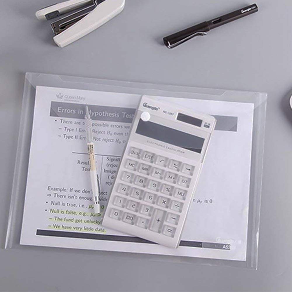 20 Pcs Clear Waterproof Plastic Envelopes with Button Closure - US Letter & A4 Size Poly Envelopes for School, Home, Office | Perfect for Document Storage, Mailing, and Organization (Ideal for Work, Travel & Outdoor Use)