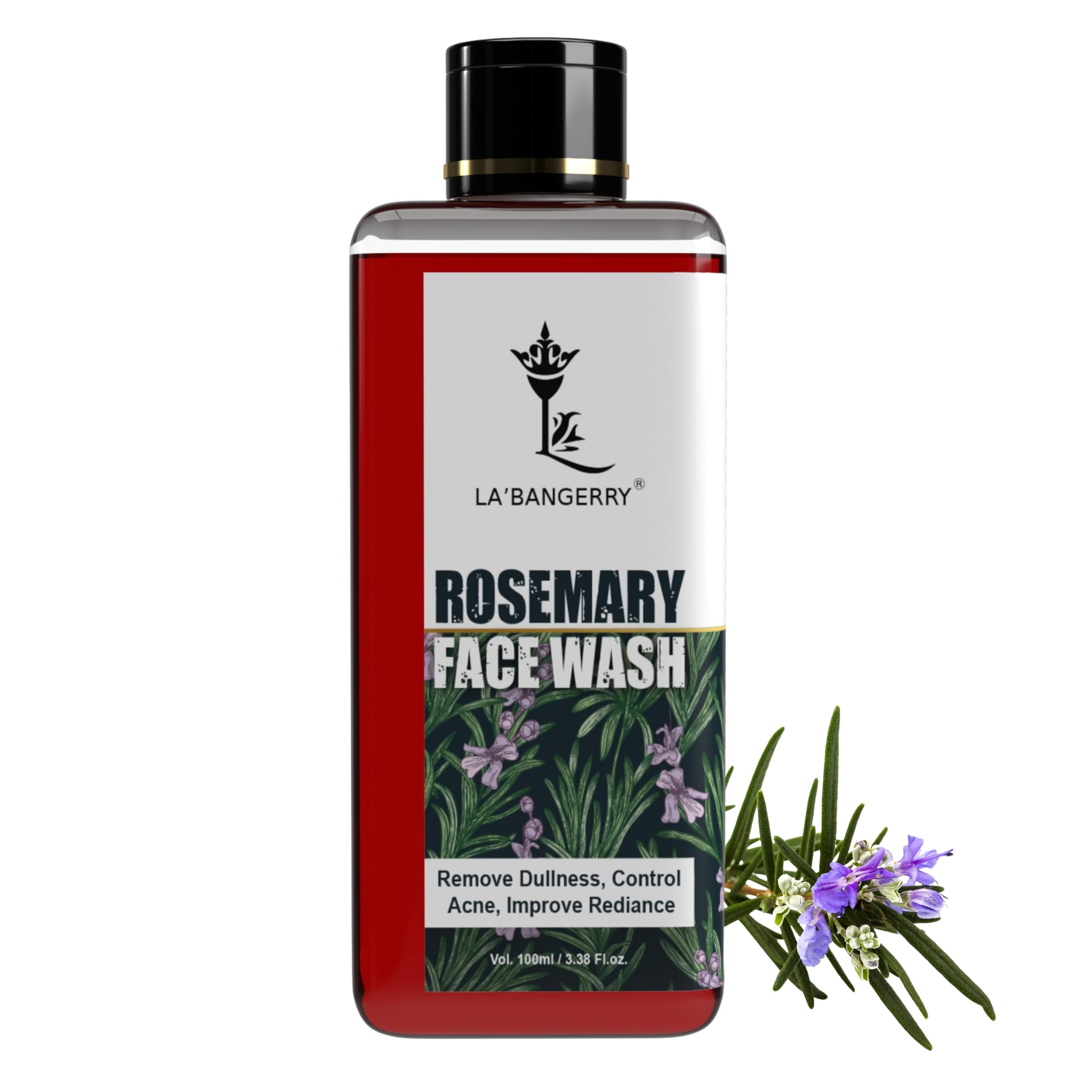 LA'BANGERRY Rosemary Facial Cleanser - Instant Refresh & Deep Cleansing | No-Rinse Formula with Rosemary Extract | 100ml | Perfect for Travel, Gym & On-the-Go Skincare