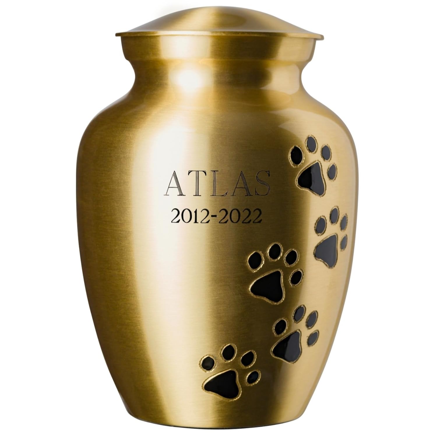 Ottillie Paws Elite Series Personalized Pet Urn for Dogs and Cats - Custom Engraved Brass Memorial Urn, Vertical Ebony Medium - Perfect for Home Memorials and Pet Keepsakes