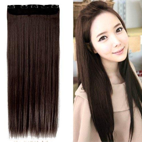 Natth 26-Inch 5 Clip Synthetic Hair Extensions for Women - Brown Fashion Wig | Perfect for Parties, Weddings & Everyday Styling