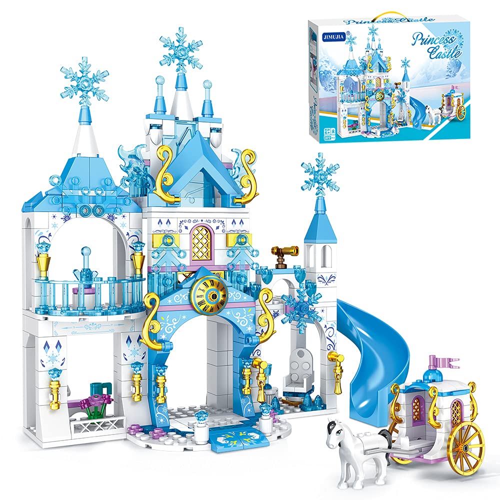377-Piece Girls Castle Building Blocks Set - Ice Princess & Snow Castle Construction Toys for Kids, Creative STEM Learning Gift for Christmas & Birthday | Indoor Play, Party Favors, Educational Fun