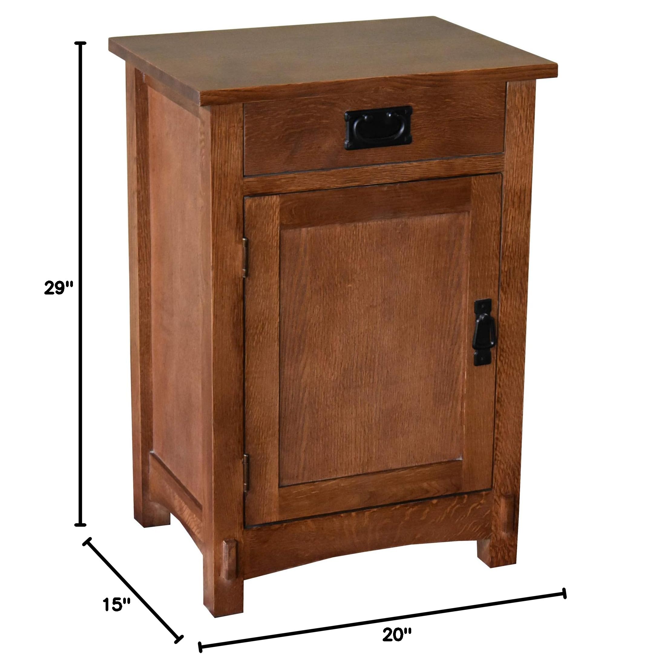 Mission Style Arts and Crafts Nightstand with 1 Door and 1 Drawer - Perfect for Bedroom, Living Room, or Home Office Storage