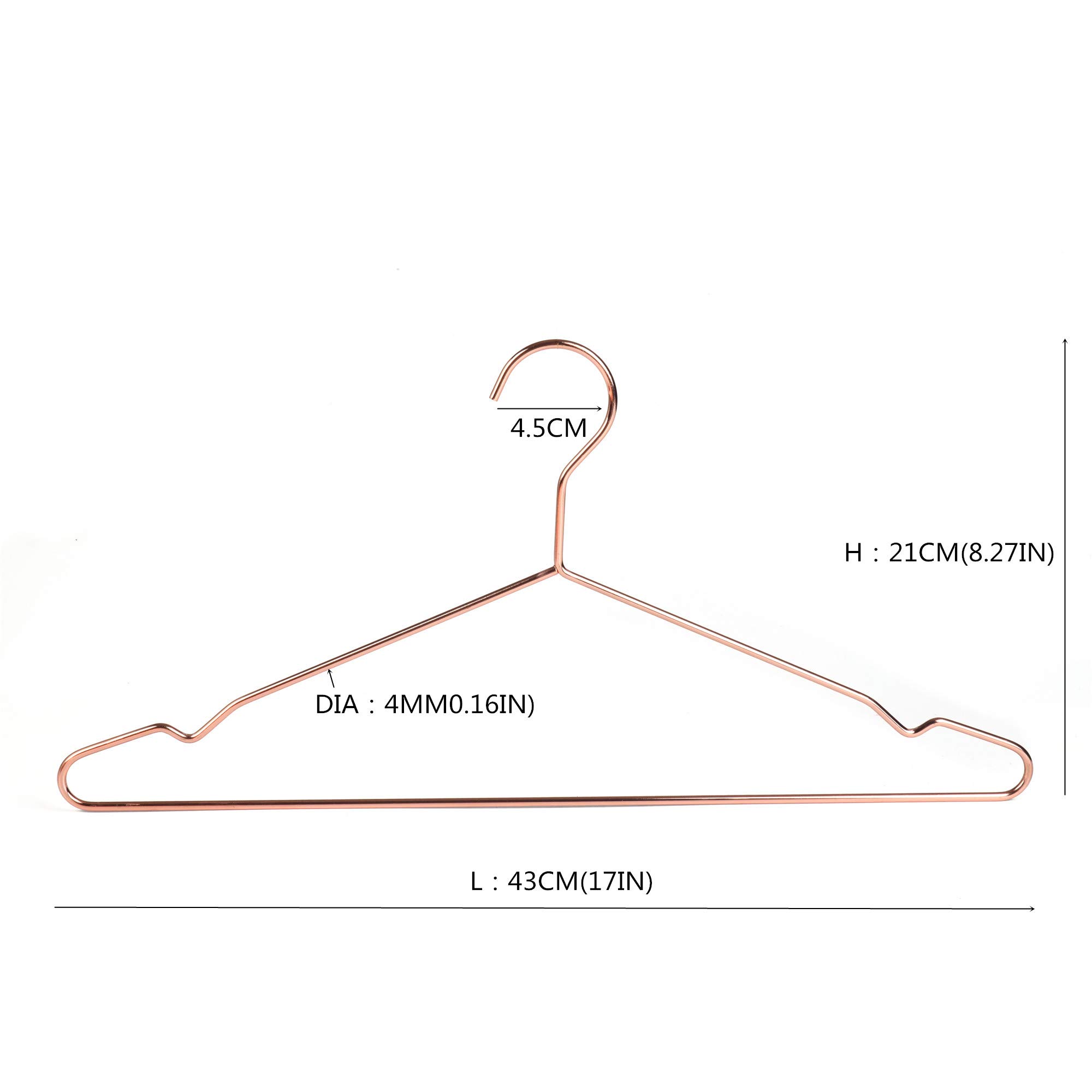 17 Inch Heavy Duty Rose Gold Metal Clothes Hanger - Premium Coat, Suit & Dress Hanger with Big Notches (Pack of 20) - Perfect for Closet Organization, Retail Stores & Luxury Garment Display