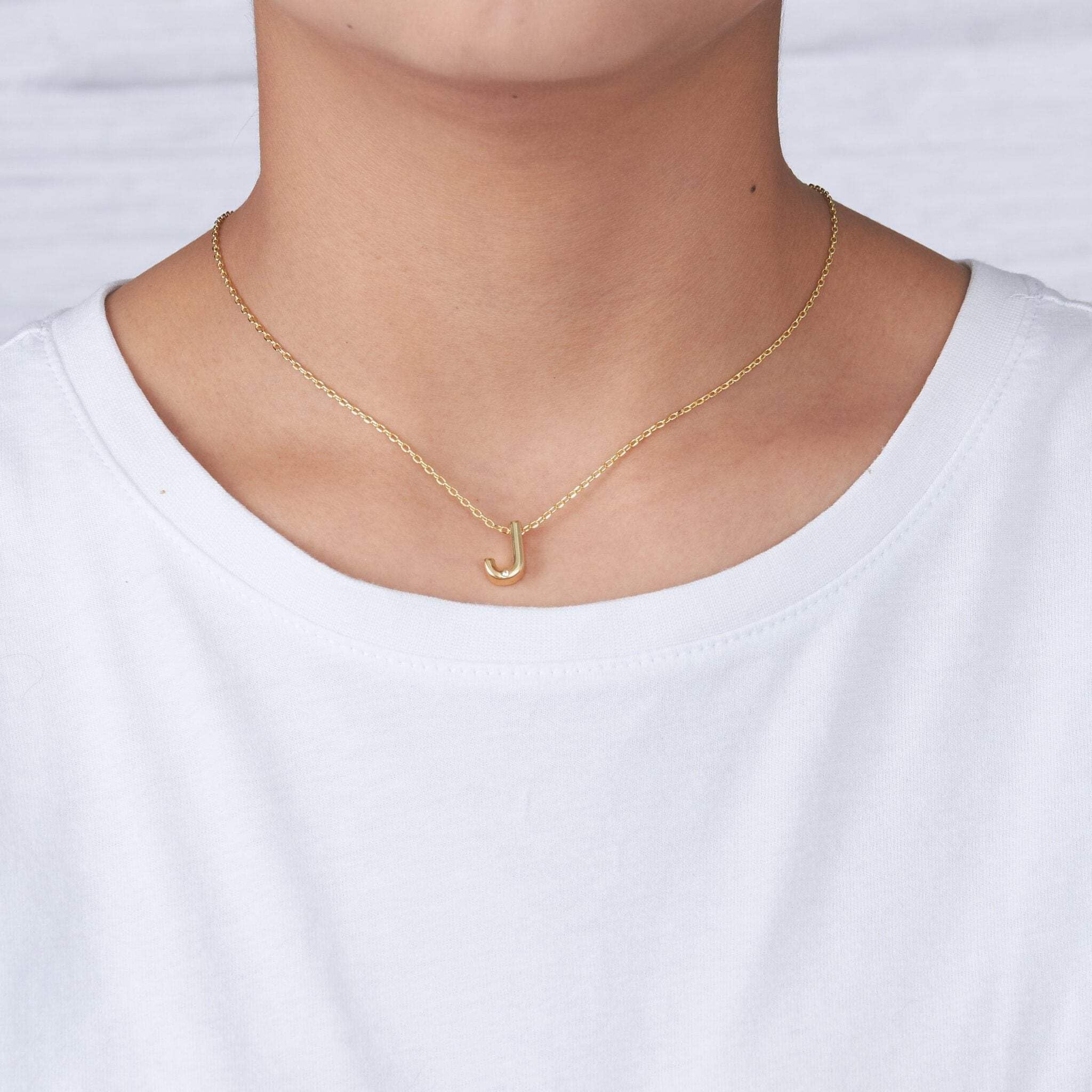 Gold Plated Initial Necklace A-Z with Zircondia® Crystals - Perfect Gift for Her