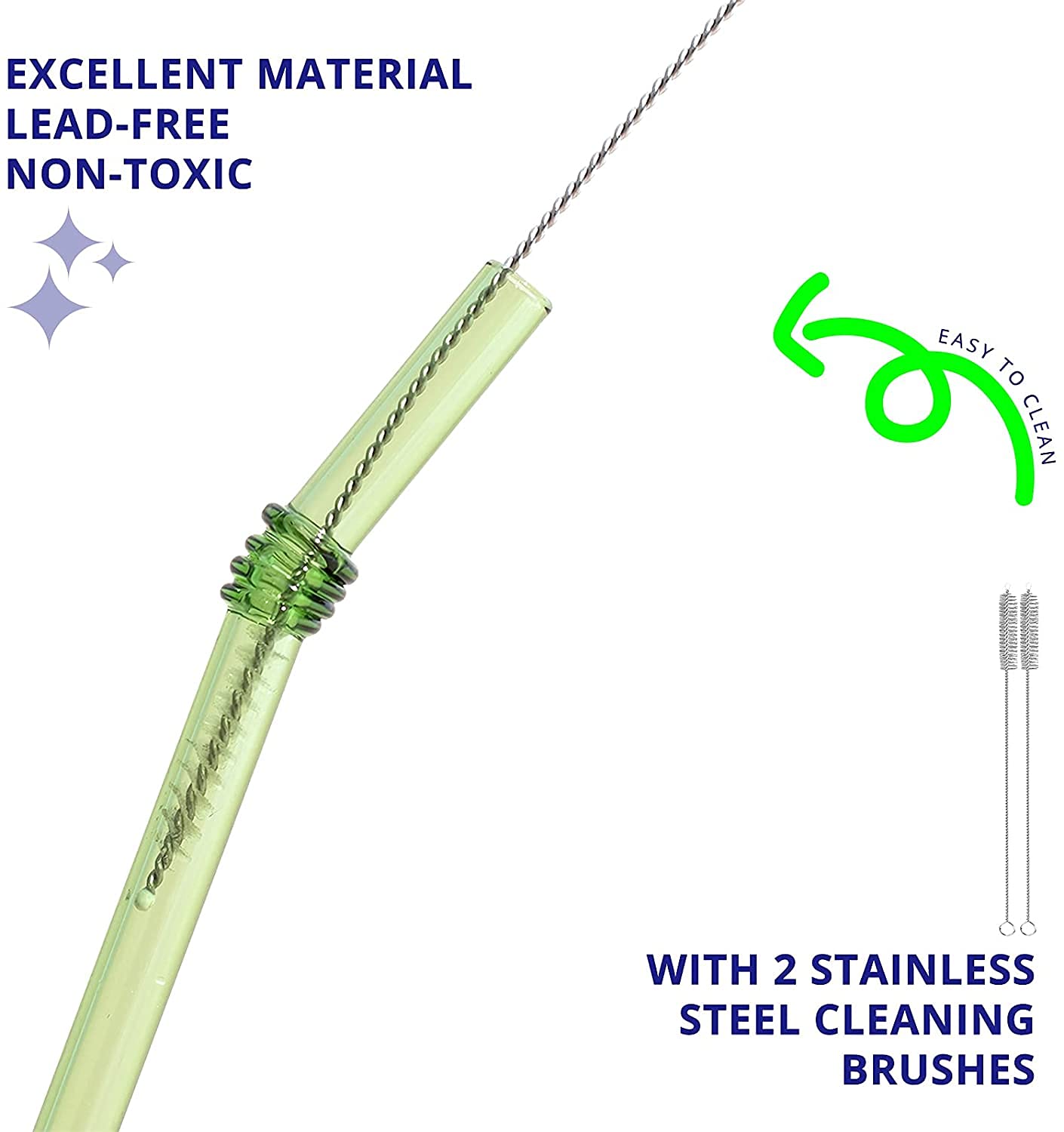 8 Pack Colorful Glass Straws - 8