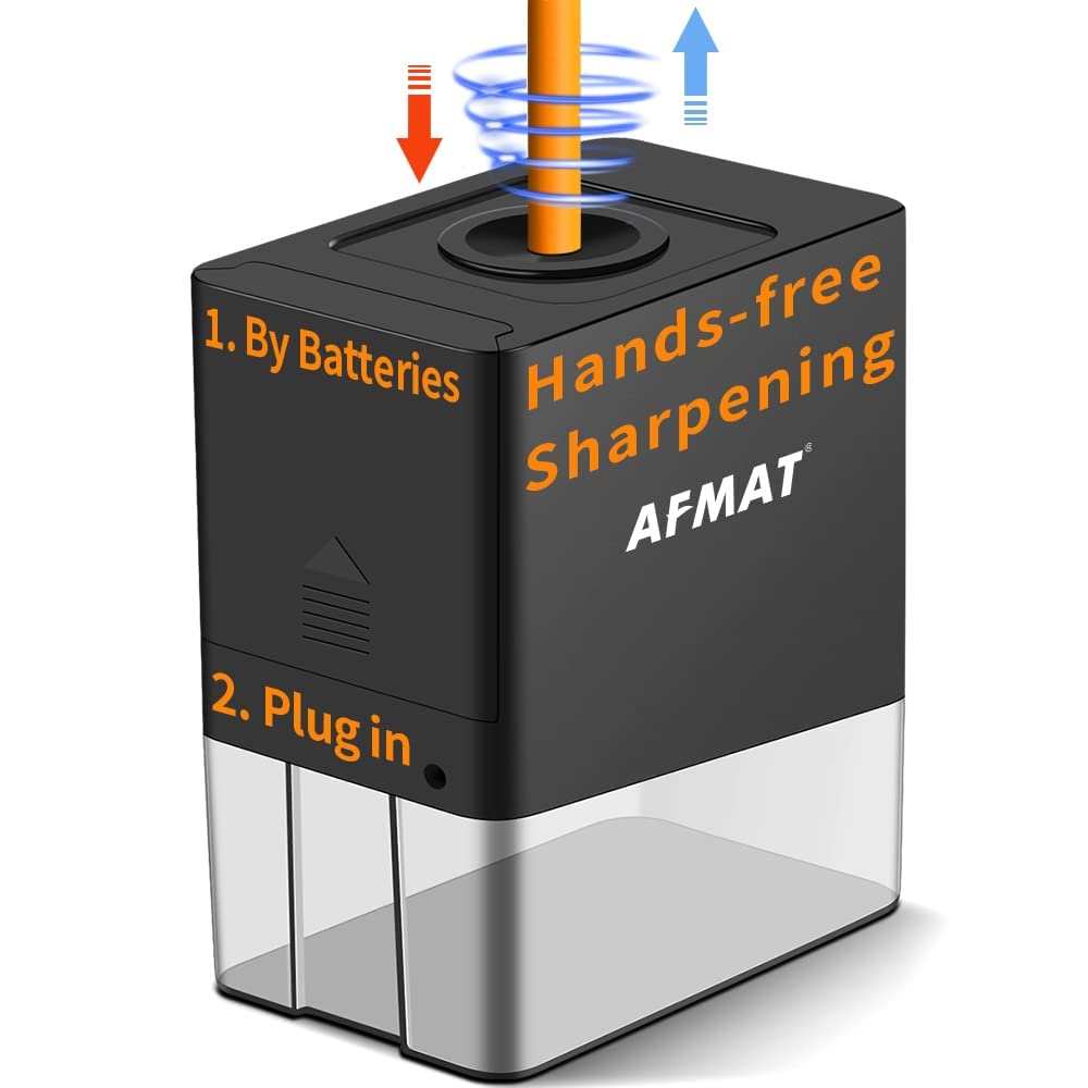 AFMAT Automatic Pencil Sharpener for Colored Pencils - Hands-free & Portable for School, Office