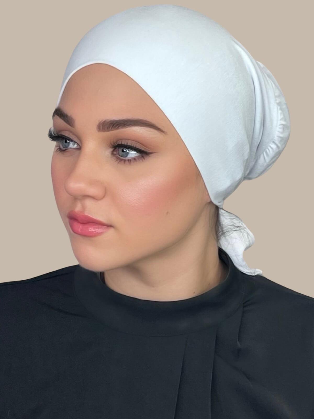 White Tie-Back Underscarf for Hijab - Comfortable & Breathable Muslim Headscarf for Daily Wear, Work, and Prayer