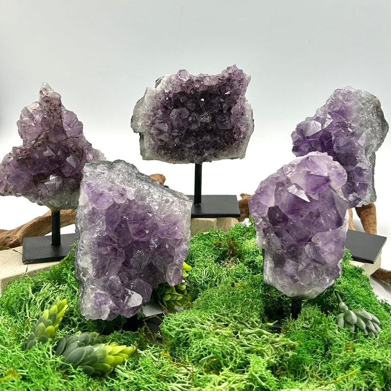 Natural Amethyst Crystal Clusters on Pins - Healing, Spiritual Growth & Energy Cleansing | Premium Brazilian Gemstones | Perfect for Meditation, Chakra Balancing & Home Decor