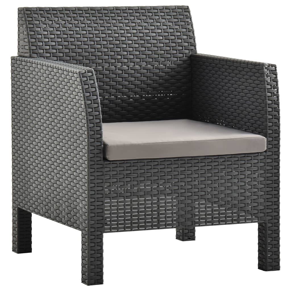 Modern Patio Dining Chairs with Cushion - PP Anthracite Outdoor Garden Chairs for Porch, Balcony & Indoor Use - Perfect for Backyard BBQs, Poolside Lounging & Dining Al Fresco