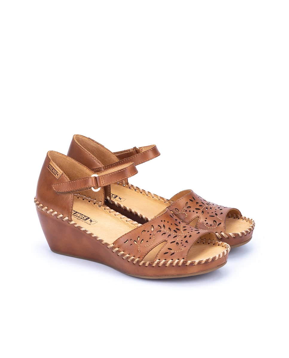 PIKOLINOS Women's Leather Wedge Sandals - Comfortable Margarita Style for Summer, Beach, and Casual Outings