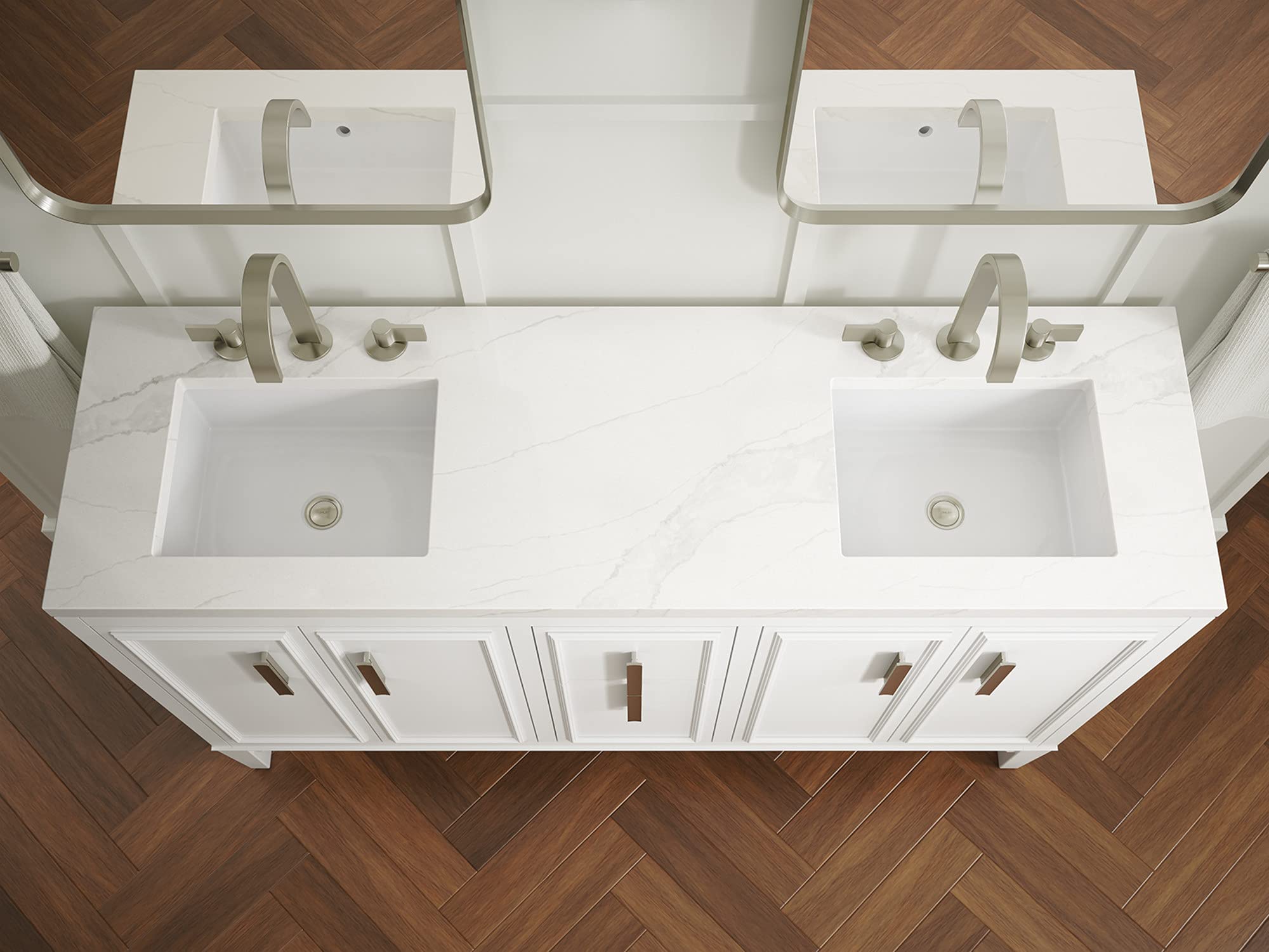 KOHLER Southerk 60-inch Bathroom Vanity Set with Sink & Mirror - Modern Double Sink Bathroom Vanity for Master Bath & Guest Bath Remodel