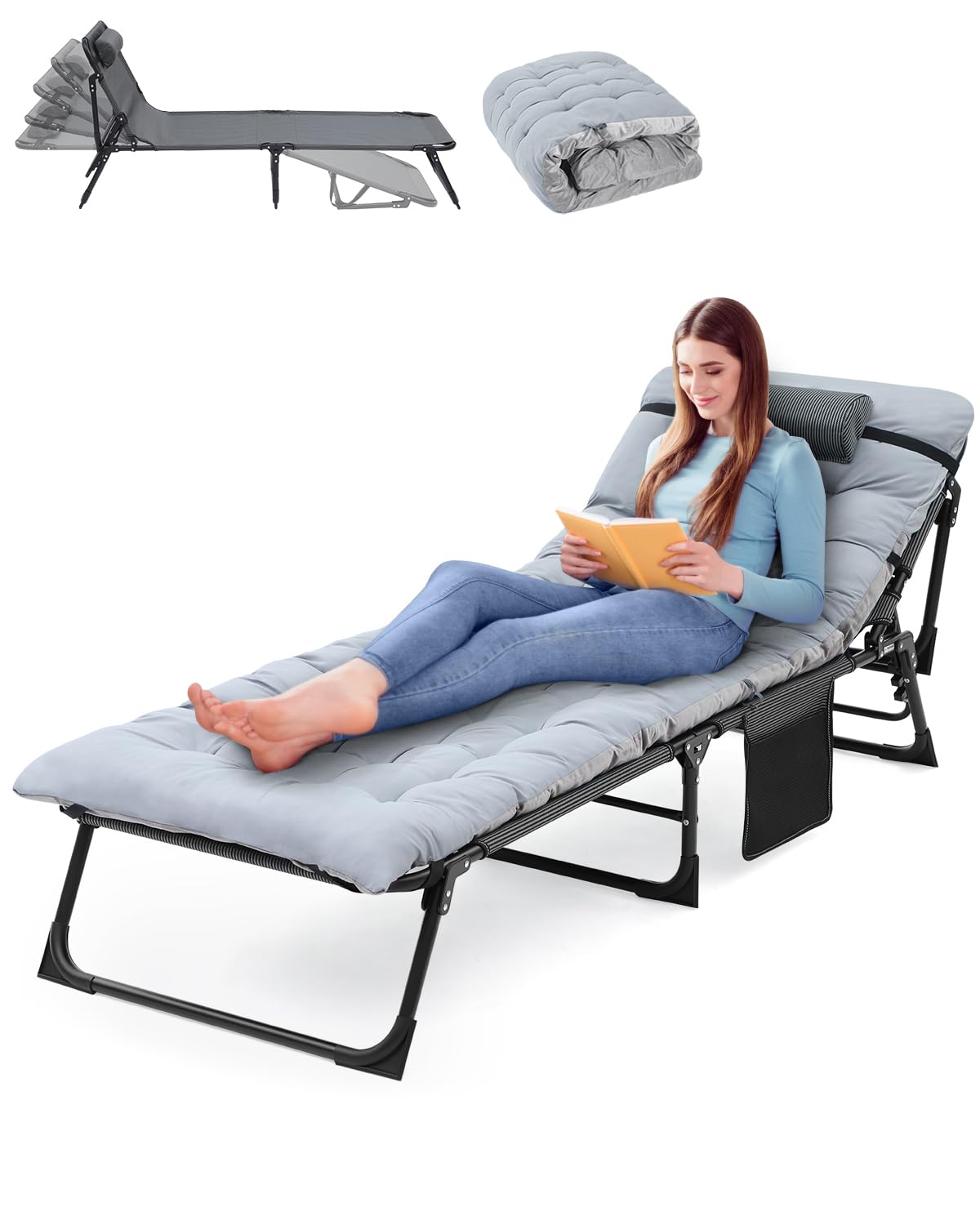 **Sportneer Heavy Duty Camping Cot for Adults - 450 LBS Capacity, Portable Folding Bed with Padded Mattress - Perfect for Camping, Tent, Office, Outdoor Travel & Sleepovers**