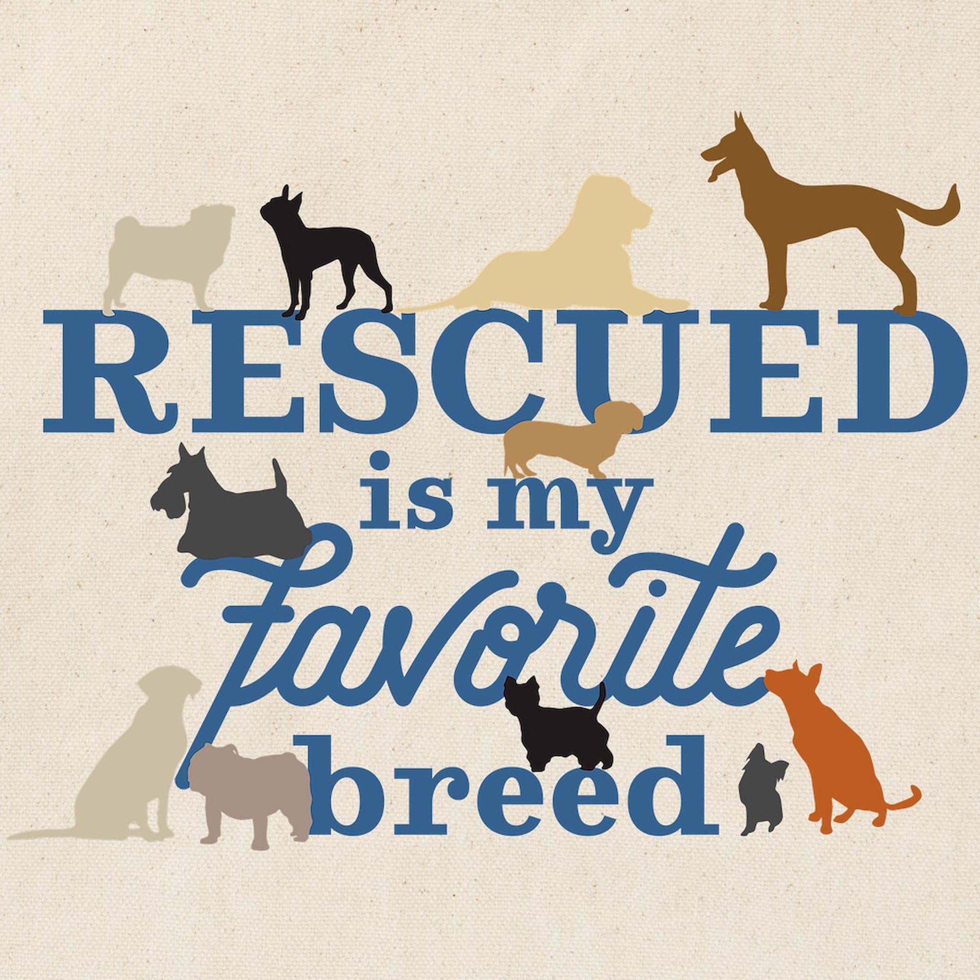 Rescued Is My Favorite Breed Canvas Tote Bag - Eco-Friendly Reusable Shopping Bag for Groceries, Beach & Pet Lovers