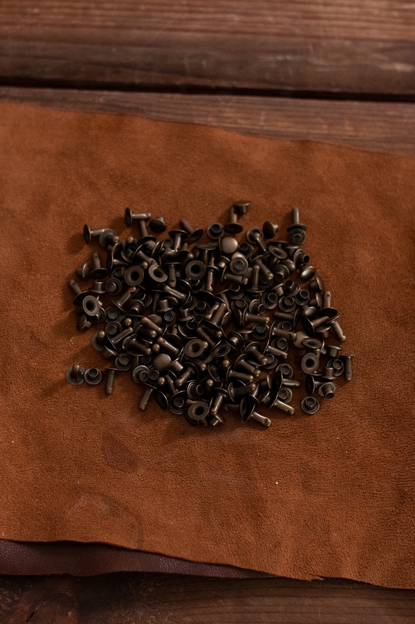 Antique Hollow Rivets KØ7.0 x L9.0 mm - Iron & Brass Fasteners for Leather Craft, DIY Projects, and Vintage Restoration