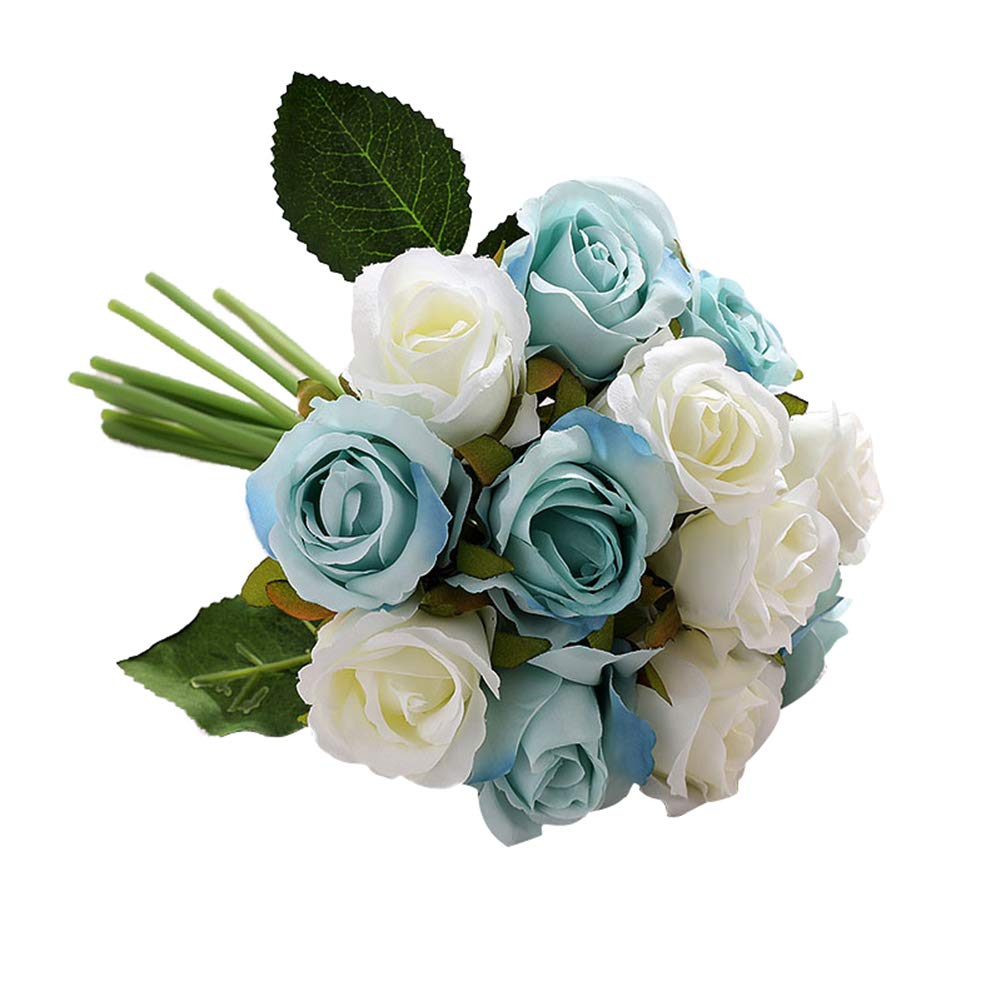Lucare 12Pcs Artificial Rose Flowers Bouquet - DIY Wedding, Party & Home Decor - Realistic Fake Roses for Centerpieces, Table Decorations & Gift Wrapping