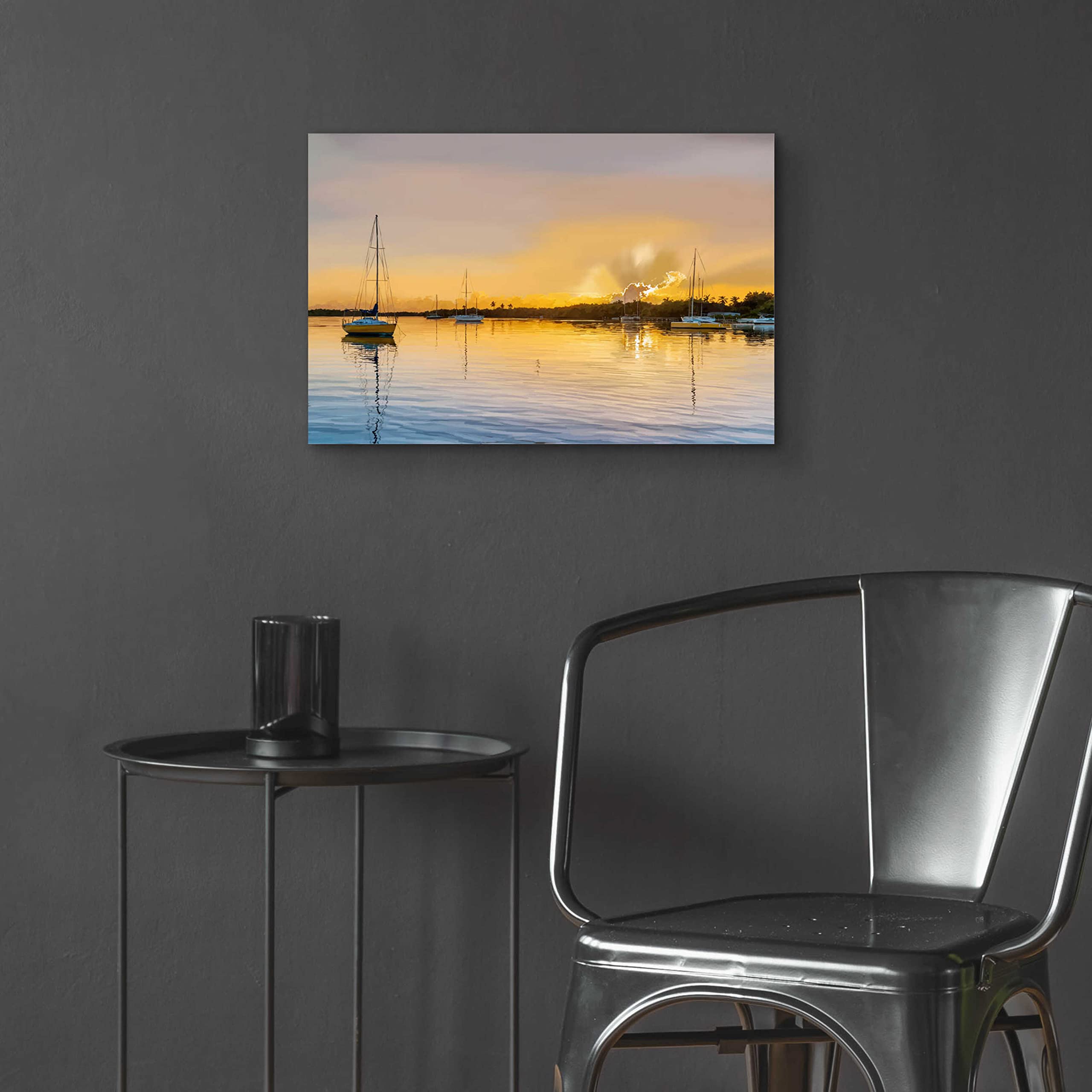 Emily Kalina 'In the Golden Light IV' Acrylic Glass Wall Art - 24x16 Inches Modern Abstract Painting for Living Room, Bedroom & Office Decor