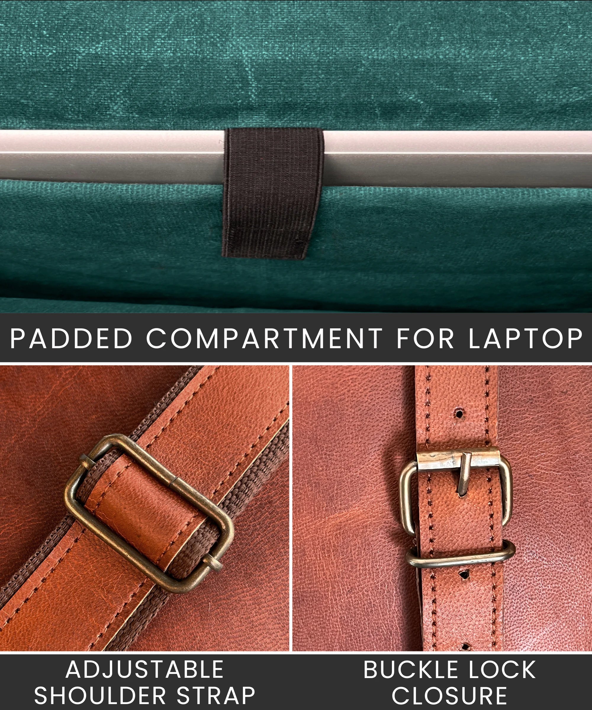 Premium Genuine Leather Laptop Messenger Bag for 15 Inch MacBook & Windows Laptops - Business & Travel Essential for Professionals & Students