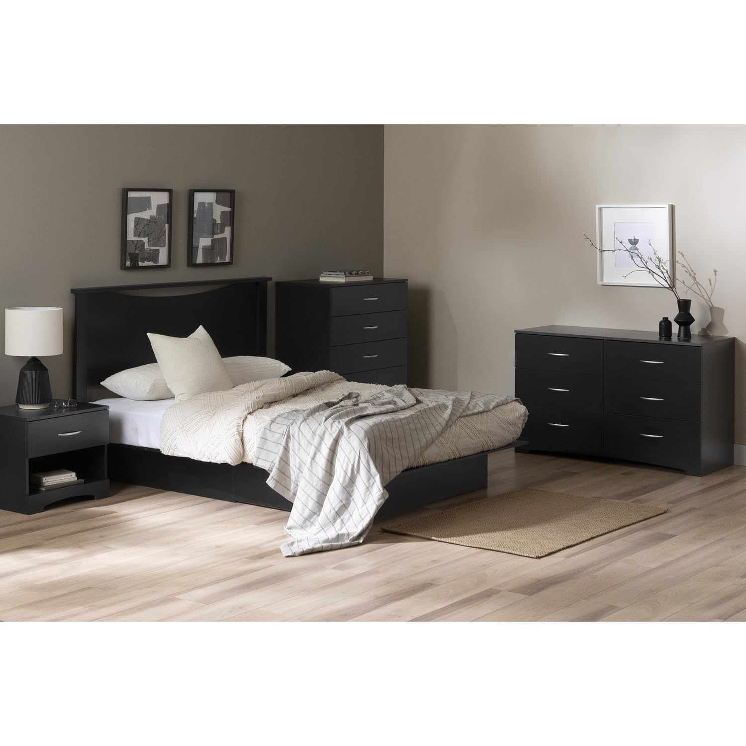 South Shore Step One 5-Drawer Chest in Pure Black - Modern Dresser for Bedroom, Nursery & Closet Organization - Space Saving Storage Solution