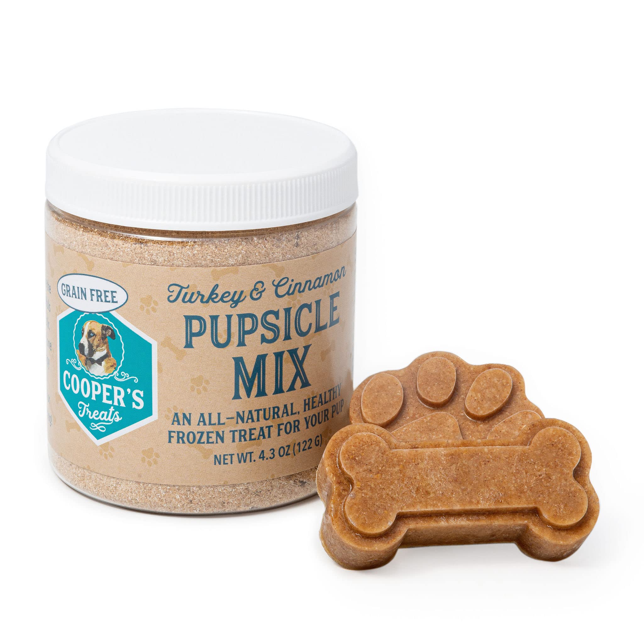 Cooper's Treats Pupsicle Mix - Grain Free Turkey & Cinnamon Dog Treats (4.3oz) - DIY Pup Ice Cream Kit, Pupsicle Refills for Healthy Dog Snacks - Perfect for Summer Cooling Treats & Training Rewards
