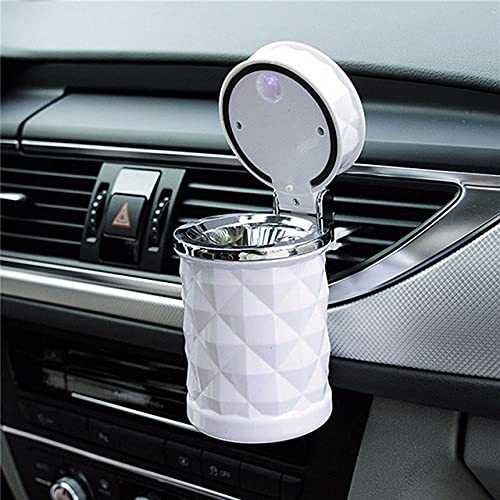 Universal Car Cigarette Ashtray Holder with Portable LED Light - Stylish White Car Accessory for Smoke-Free Cabin & Nighttime Convenience (Perfect for Road Trips, Camping & Long Drives)