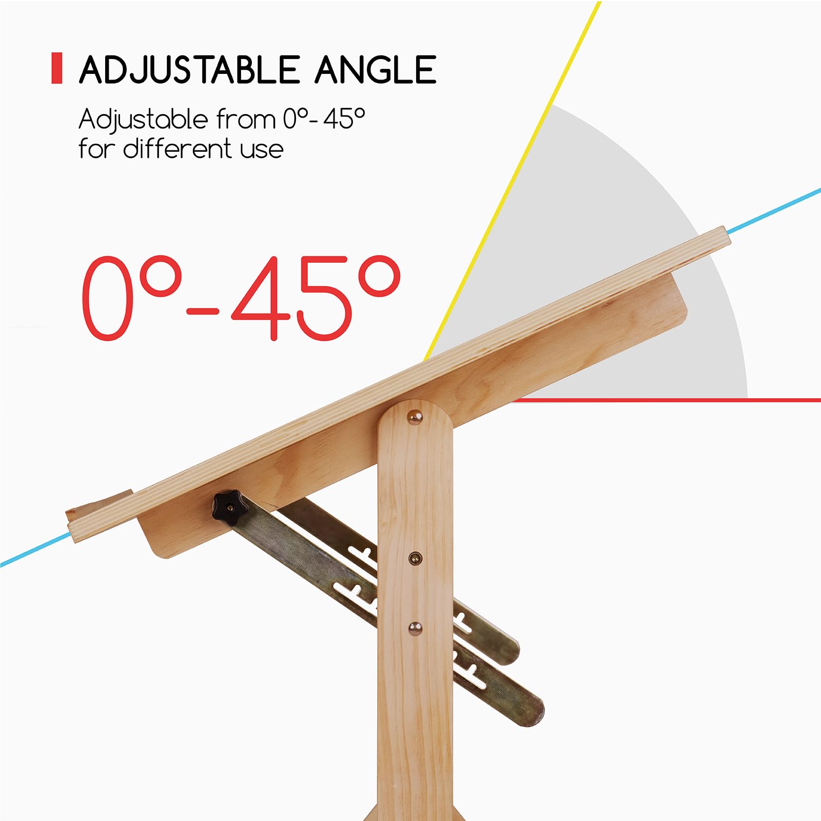 MEEDEN Adjustable Height Wood Drafting Table & Stool Set - Tiltable Artist Desk for Drawing, Painting, Graphic Design, Home Office, Study & Craft Work - Perfect for Artists, Designers & Students