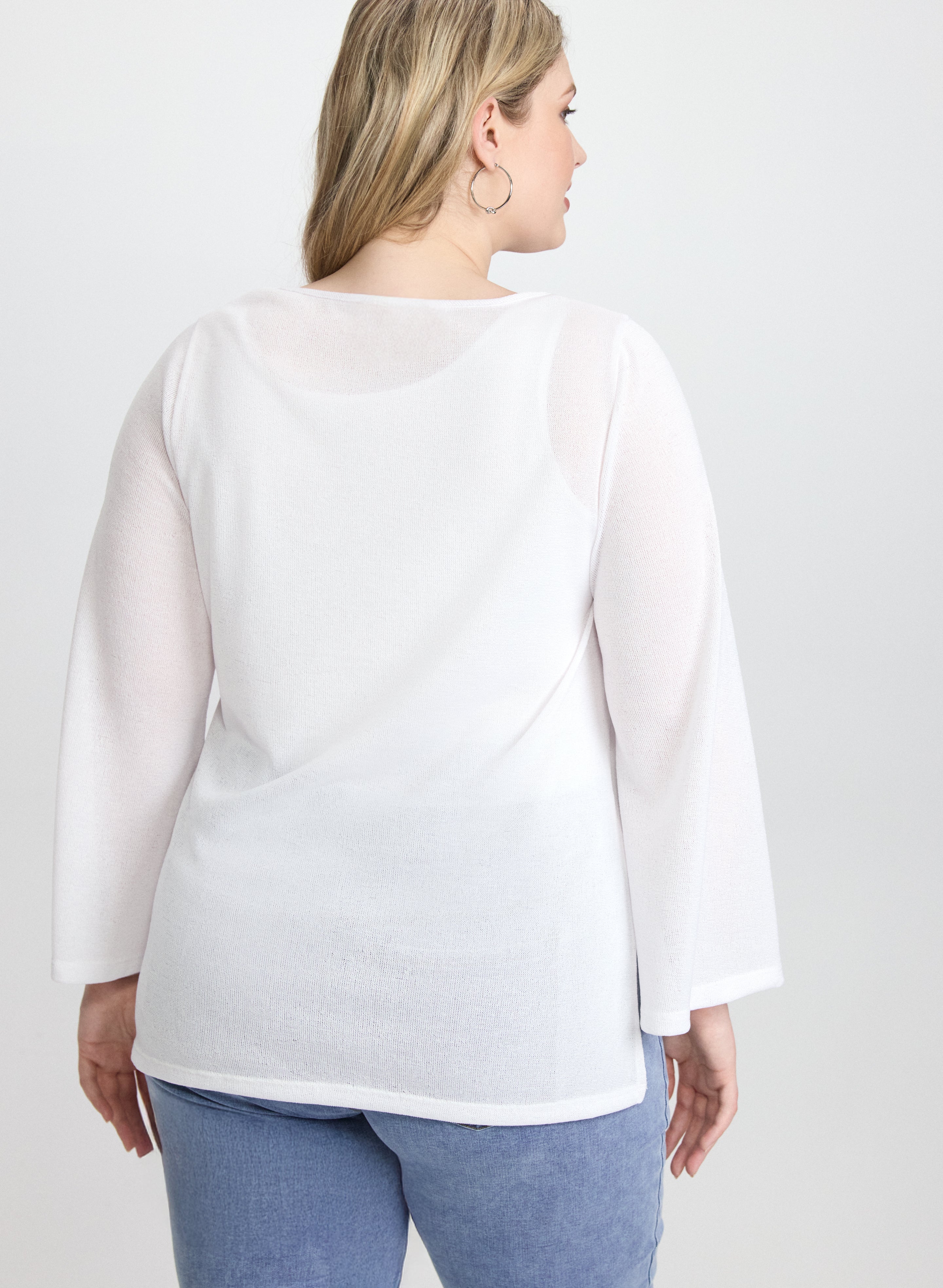 Bell Sleeve Pullover Top for Women - Soft Knit Sweater with Elegant Bell Sleeves - Perfect for Casual Outfits, Office Wear & Fall Fashion