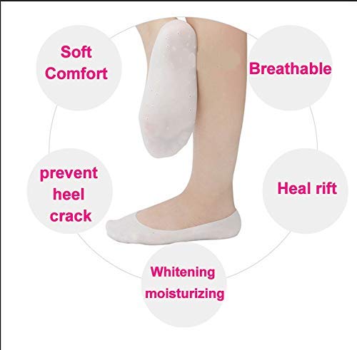 R A Products Anti Crack Full Length Silicone Foot Protector Moisturizing Socks for Dry Cracked Feet & Heel Pain Relief - Best for Overnight Foot Care, Diabetic Foot Therapy & Cracked Heel Treatment (Full Length)