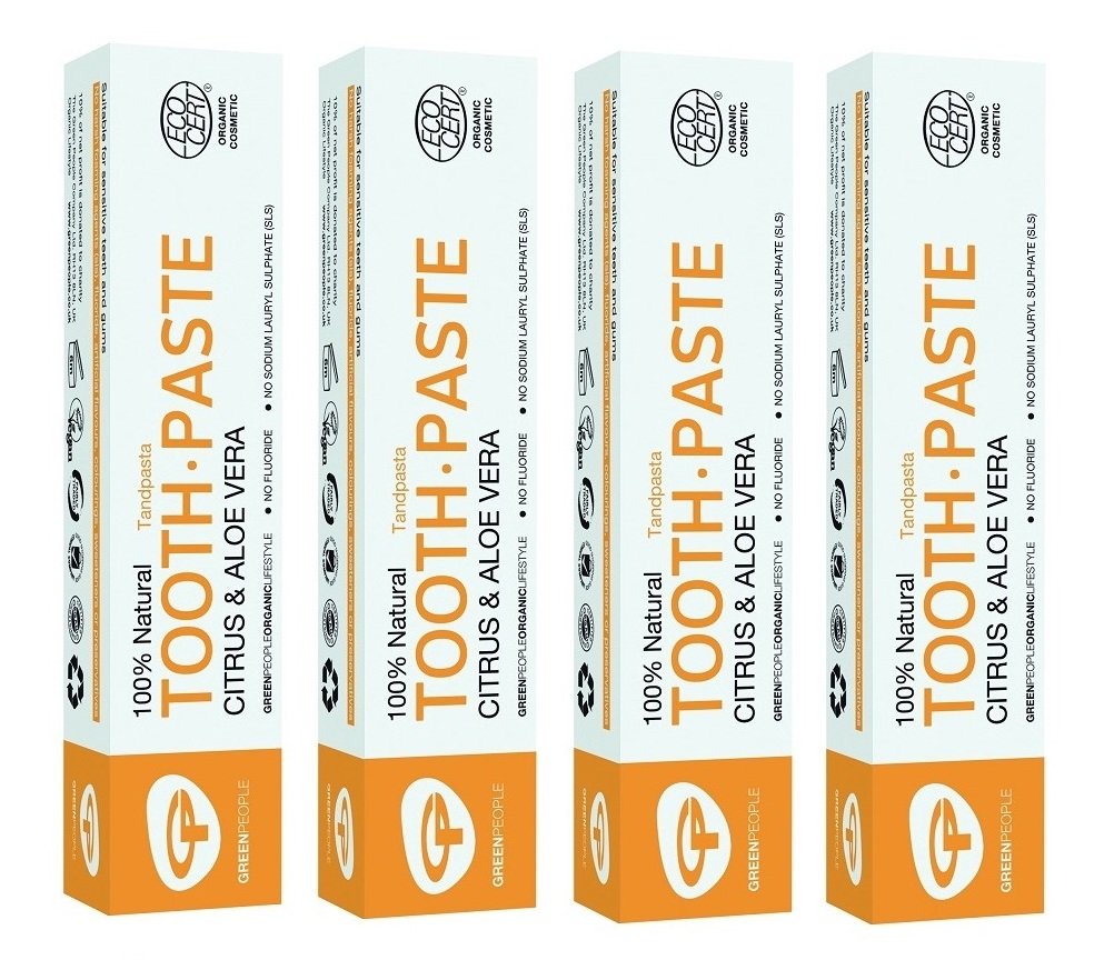 Organic Citrus & Aloe Vera Toothpaste for Sensitive Teeth - 50ml (Pack of 4) | Fluoride-Free, Natural Whitening Toothpaste | Perfect for Travel & Daily Oral Care