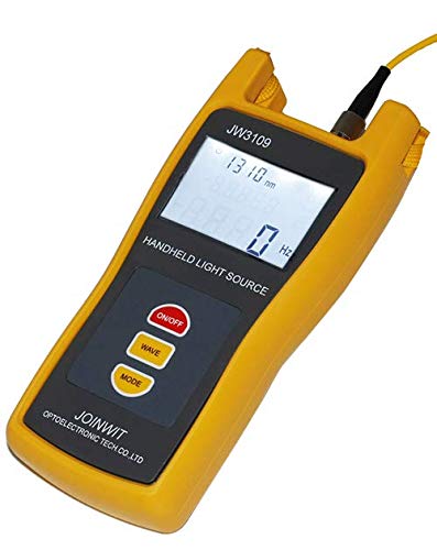 JW3109 LCD Handheld Optical Light Source - 1310/1550nm Wavelength, -7dBm for LD, 20dBm for LED CW, 270Hz/1KHz/2KHz, FC/PC Connector - Fiber Optic Testing Tool for Telecom, CATV & Lab Use - Ideal for Network Maintenance, Signal Testing & Optical Fiber Repair