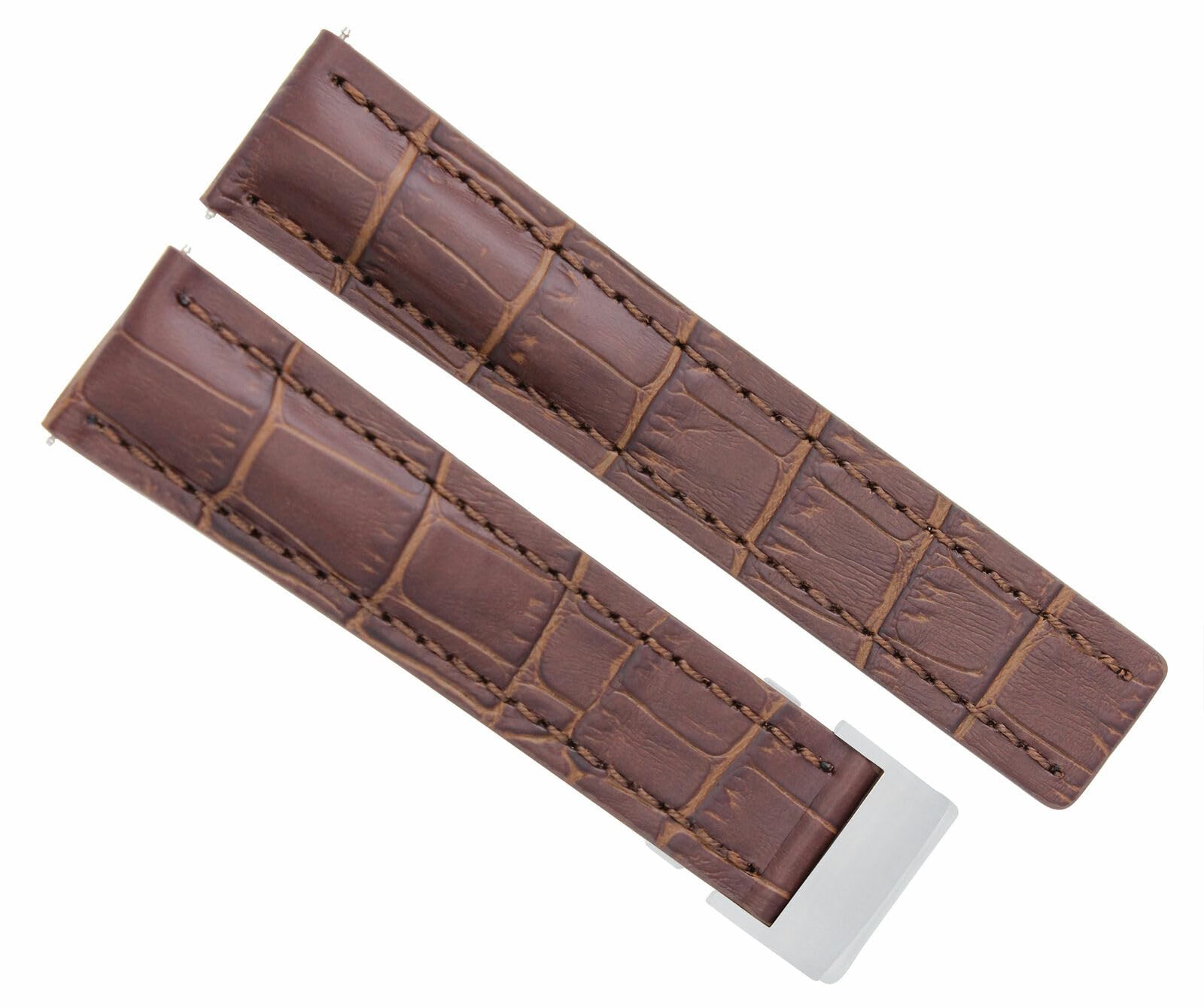 24mm Genuine Leather Watch Band Strap for Breitling Navitimer - Brown Deployment Clasp Replacement - Durable & Comfortable for Daily Wear & Dress Watches