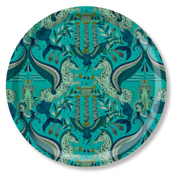 Jamida Odyssey Tray (Peacock) - Elegant Decorative Serving Tray for Home Decor, Dining & Entertaining | Perfect for Coffee Tables, Kitchen Countertops & Gift Giving