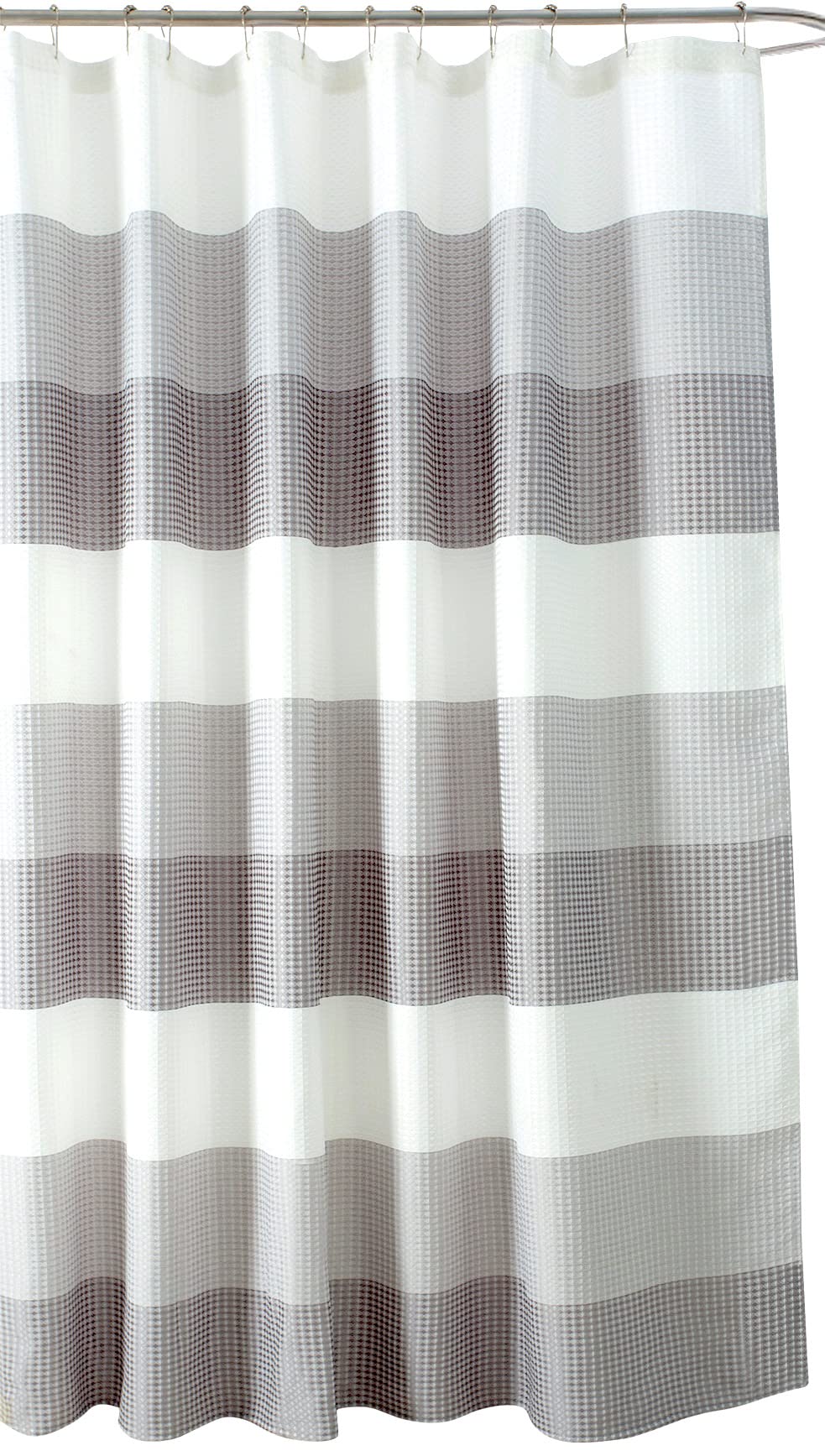 Luxury Silver Gray Waffle Striped Diamond Jacquard Shower Curtain - Hotel Style Bathroom Decor for Spa-Like Experience