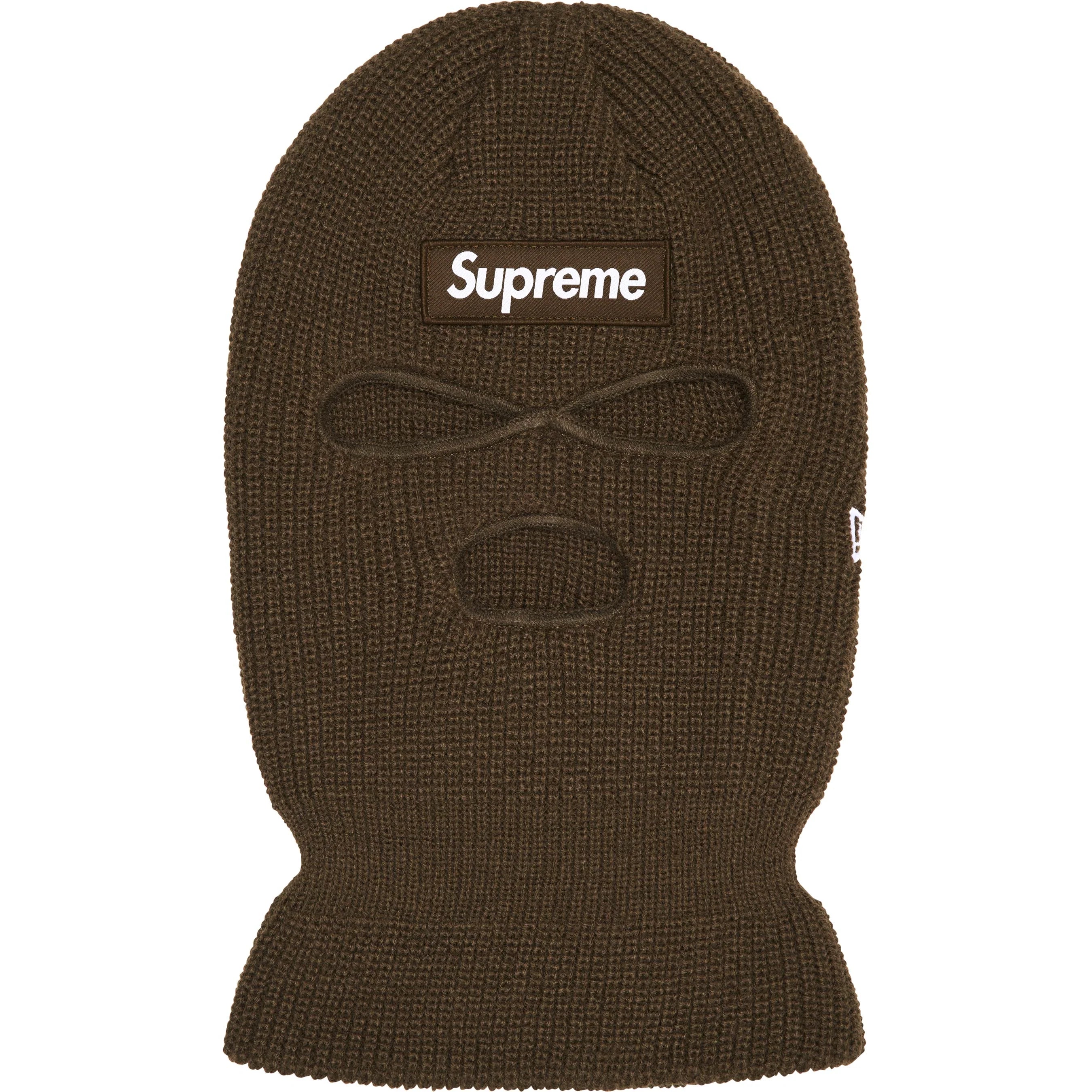 Supreme New Era® Box Logo Balaclava - Brown Winter Face Mask for Skiing, Snowboarding & Outdoor Activities