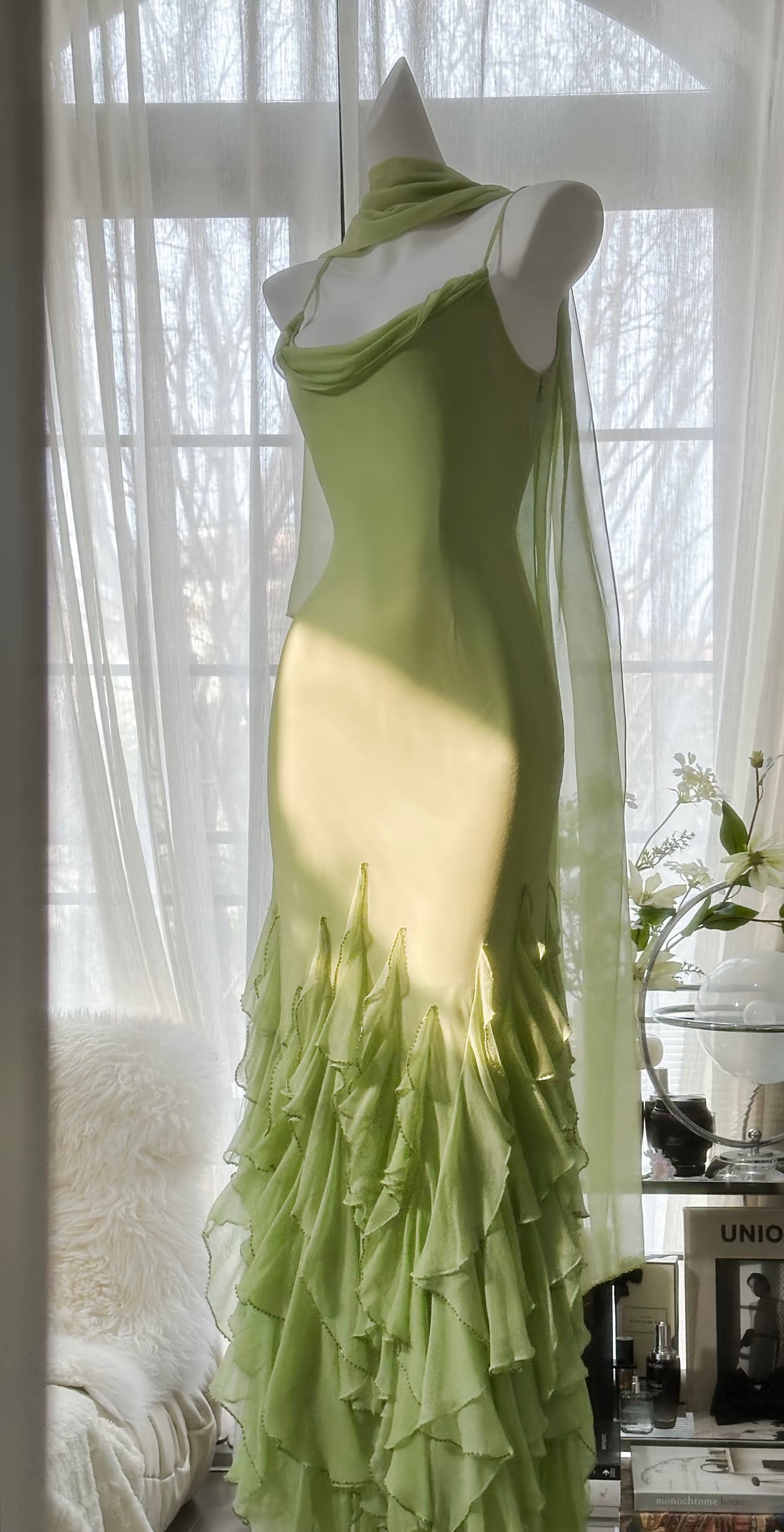 Elegant Mermaid Ruffle Chiffon Prom Dress in Emerald Green - Formal Evening Gown for Homecoming, Quinceañera & Birthday Parties (Style J6313)