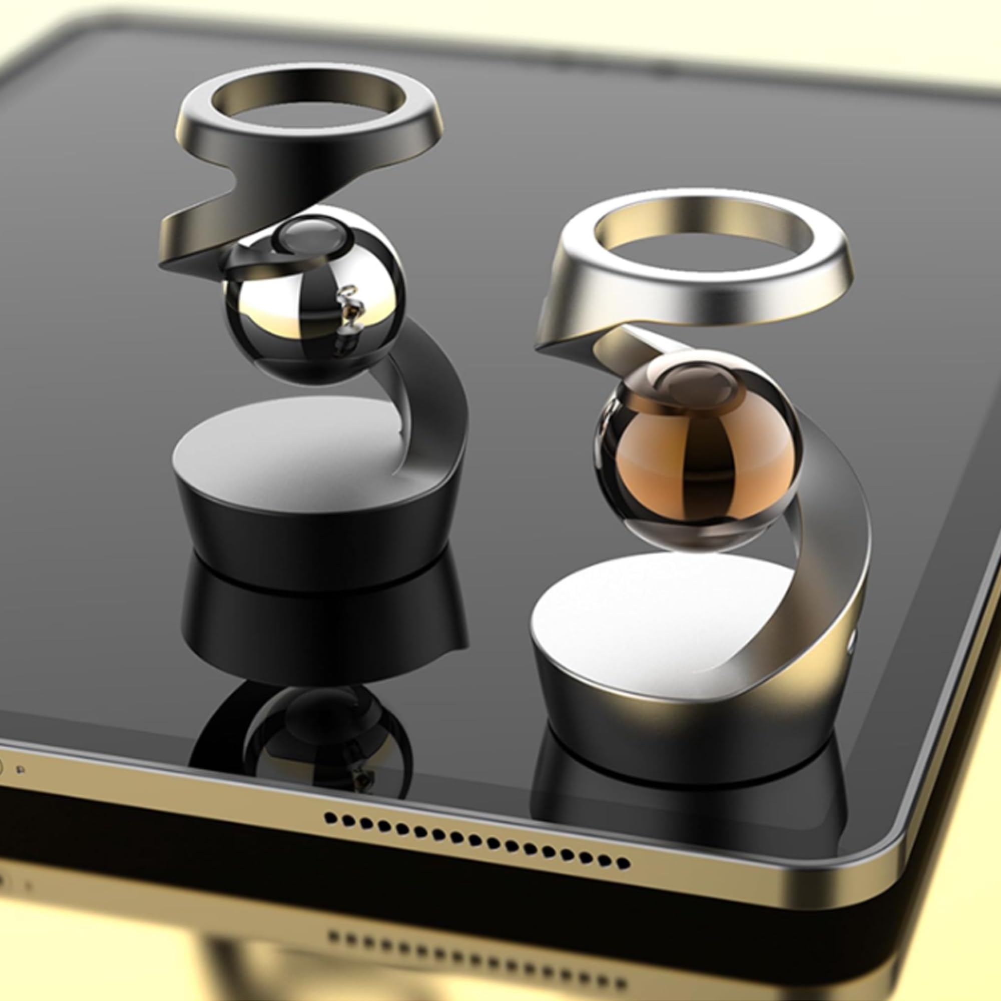 Kinetic Desk Toys for Adults - Metal Fidget Spinner for Office Stress Relief & Focus - Gray Rose Gold Anxiety Relief Gadget for Work, Study & Home Use