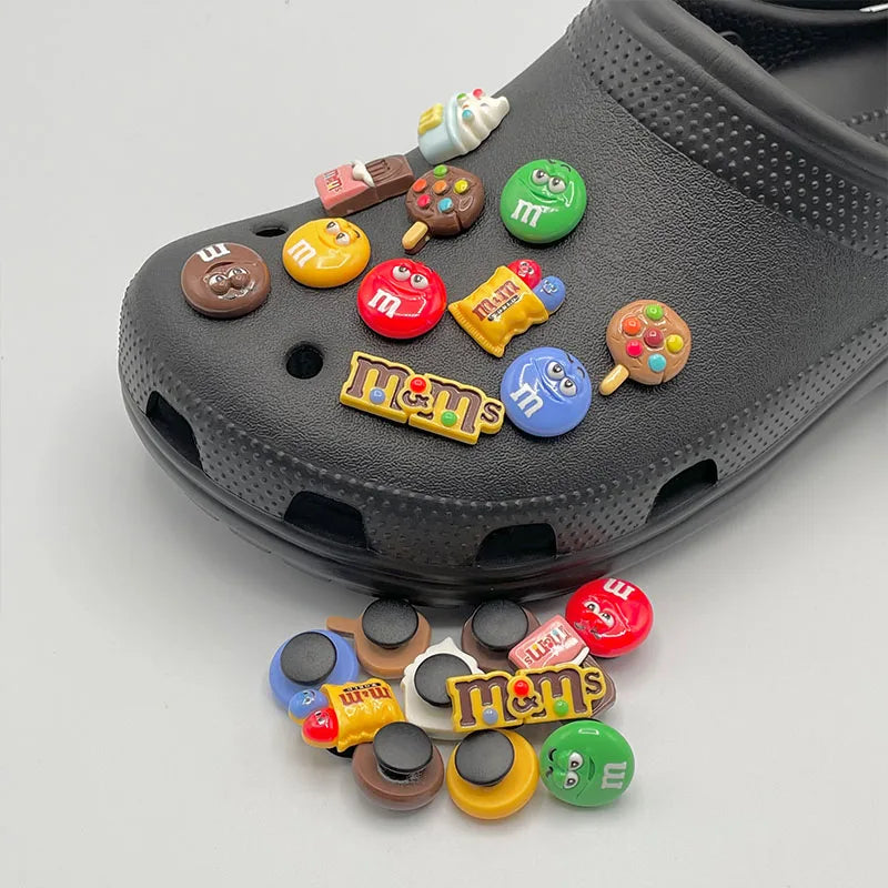 11Pcs Funny Letter M Bean Garden Shoe Charms - Cute Candy Decor Pins for Kids Sandals & Slippers Accessories - Perfect for DIY Shoe Decor, Birthday Gifts and Summer Fashion