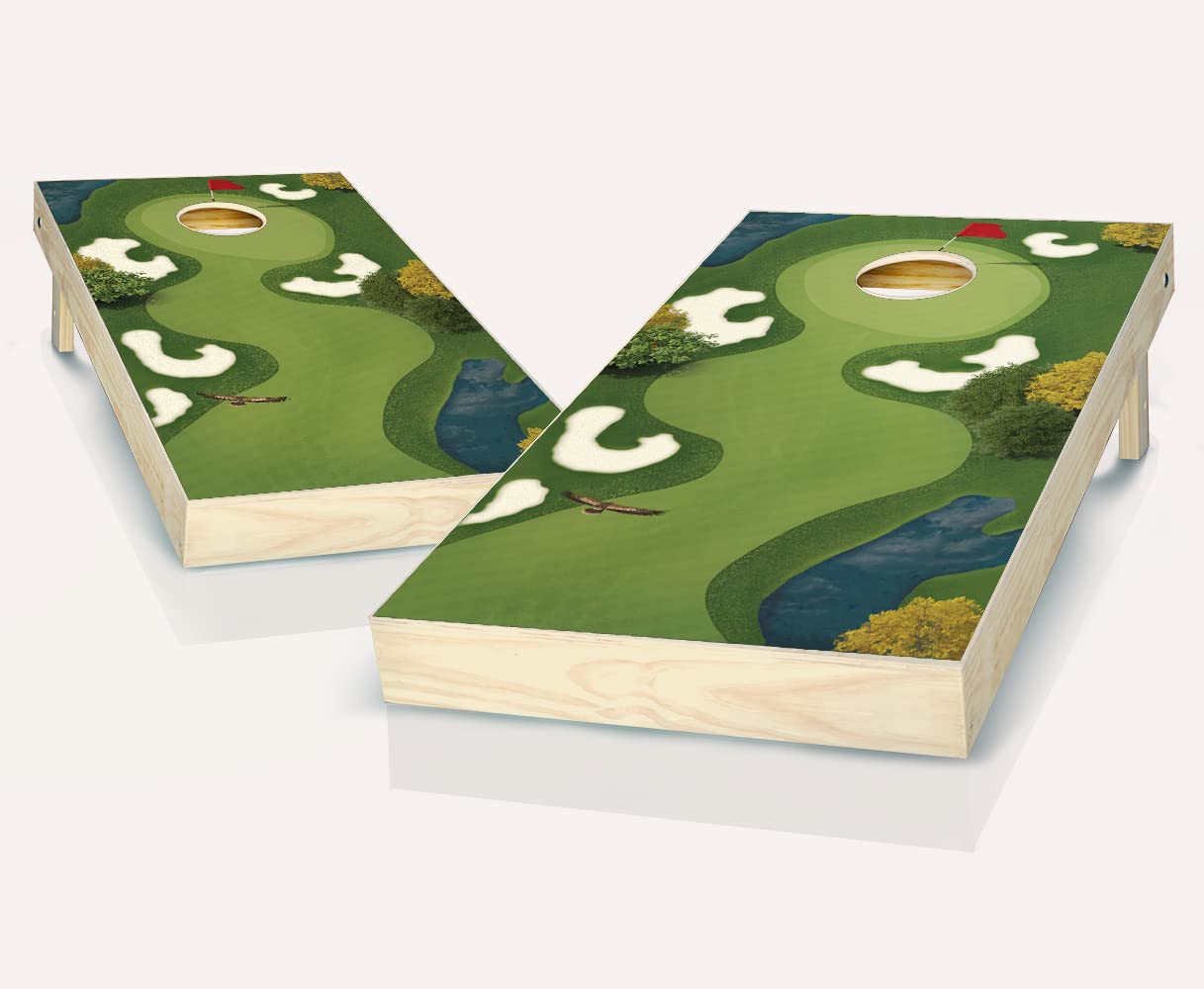 Premium Cornhole Game Set - Skip's Garage Hole in One Boards with 8 Bean Bags & Accessories | Regulation Size Outdoor Lawn Games for Backyard, Tailgating, BBQ Parties & Camping