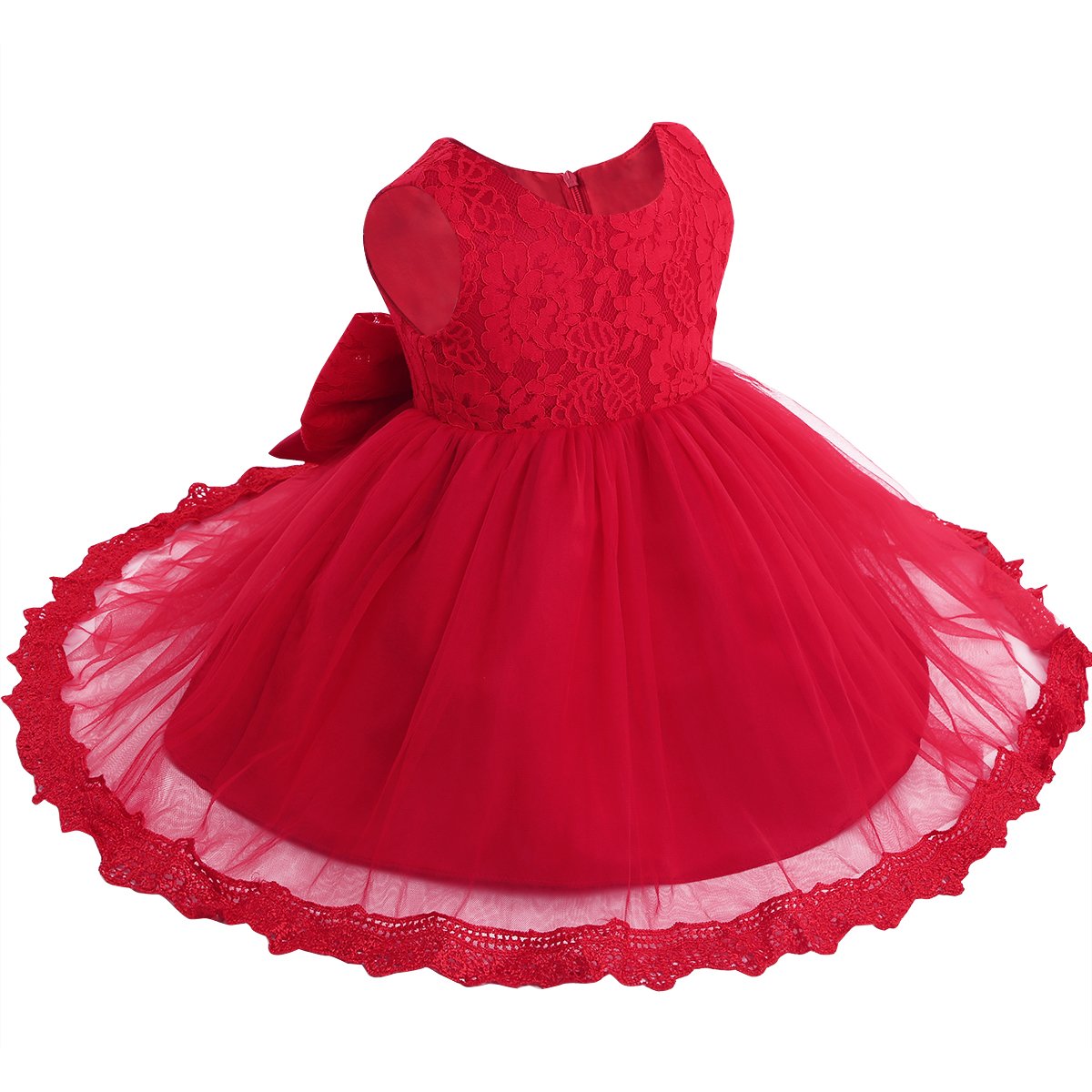 Moily Baby Girls Floral Lace Bowknot Back Princess Flower Dress - Elegant Wedding Birthday Party Fancy Gown for Special Occasions, Photo Shoots & Formal Events