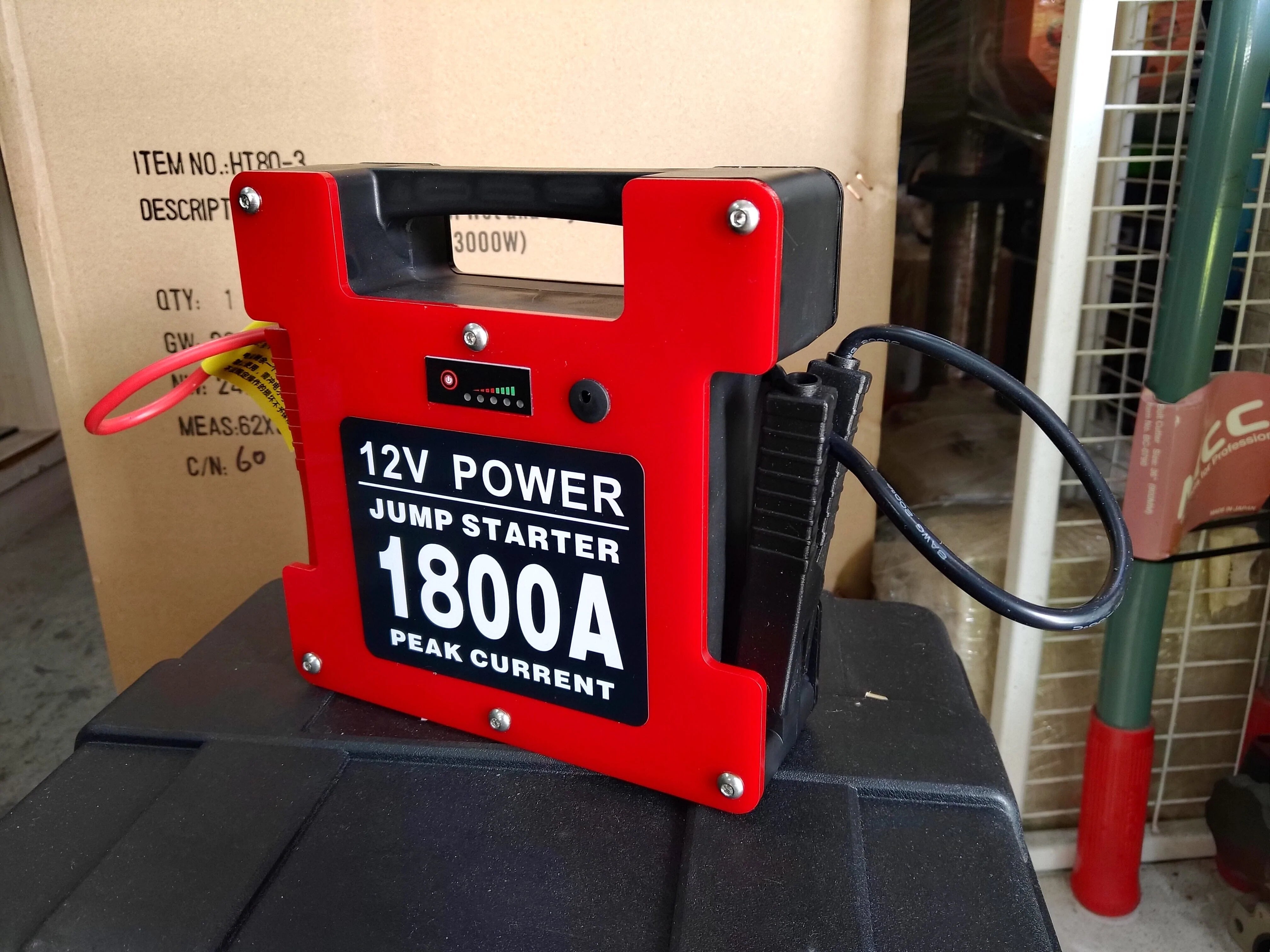 12V 1800A Car Jump Starter - Portable Power Bank for Dead Battery - Emergency Vehicle Booster - Works with Cars, Trucks, SUVs & Motorcycles - Ideal for Roadside Emergencies & Winter Starting