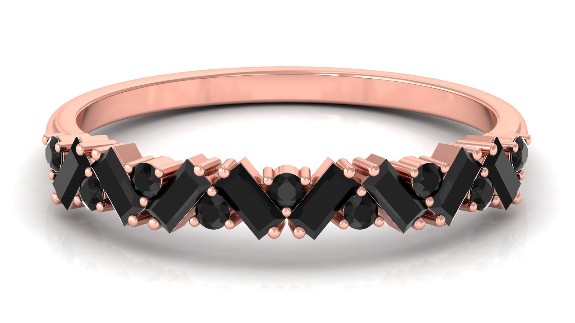 1/2 CT Black Onyx Half Eternity Ring in 14K Solid Gold - December Birthstone Jewelry for Women, Anniversary & Wedding Gift, Stackable Band for Everyday Elegance