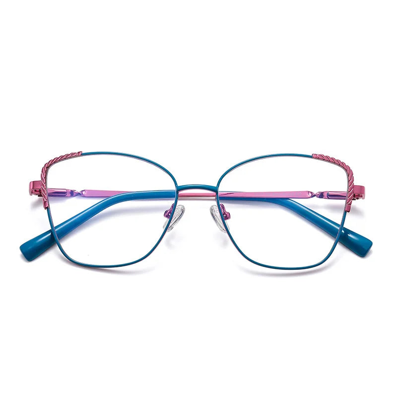 Brightzone Women's Full Rim Square Cat Eye Eyeglasses 73114 - Stylish Alloy Frame for Work, Reading & Fashion Accessories