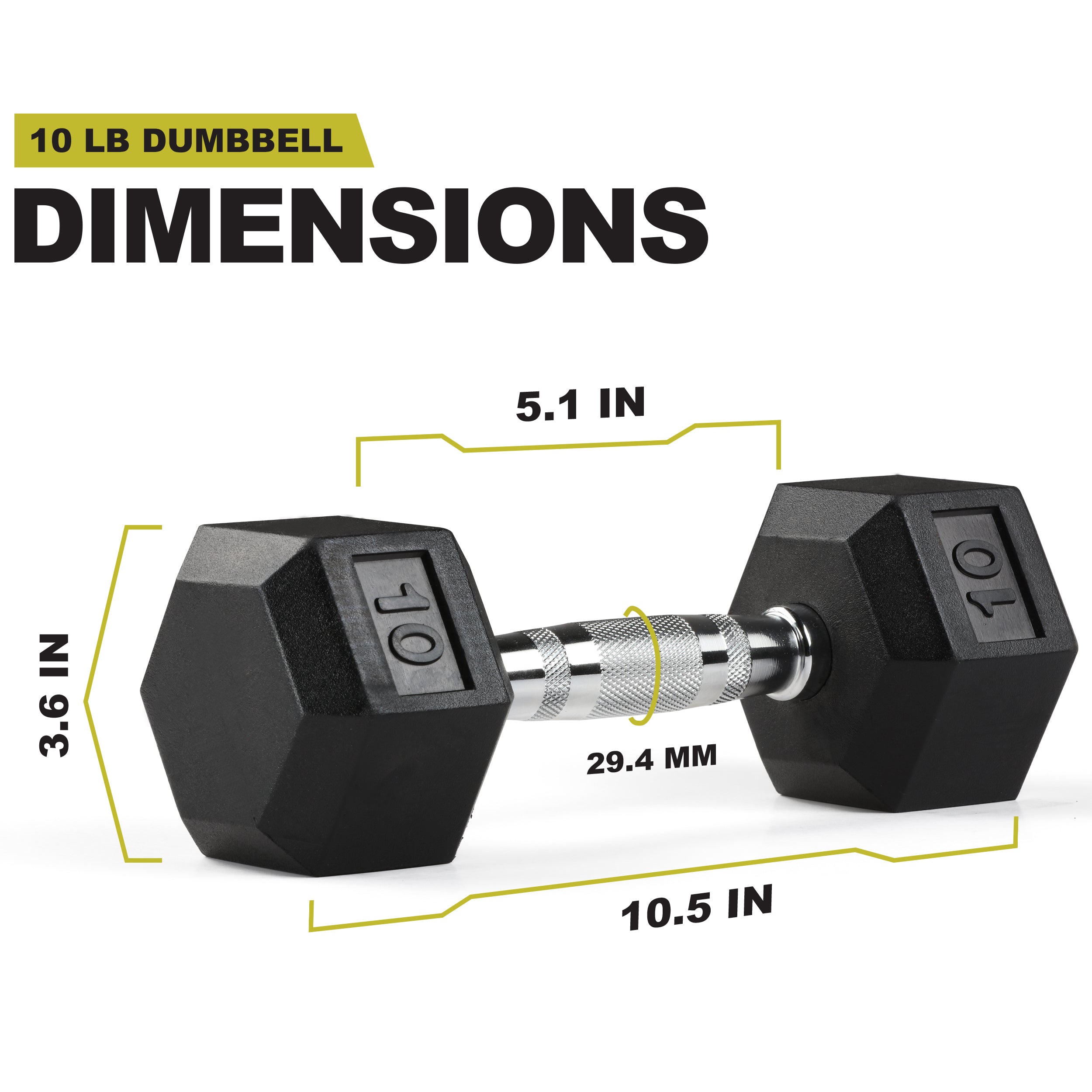PRCTZ Rubber Encased Hex Dumbbell Set (Pair) - 5 to 40 lbs Weight Options for Home Gym, Strength Training & CrossFit Workouts | Non-Slip Grip & Durable Rubber Coating