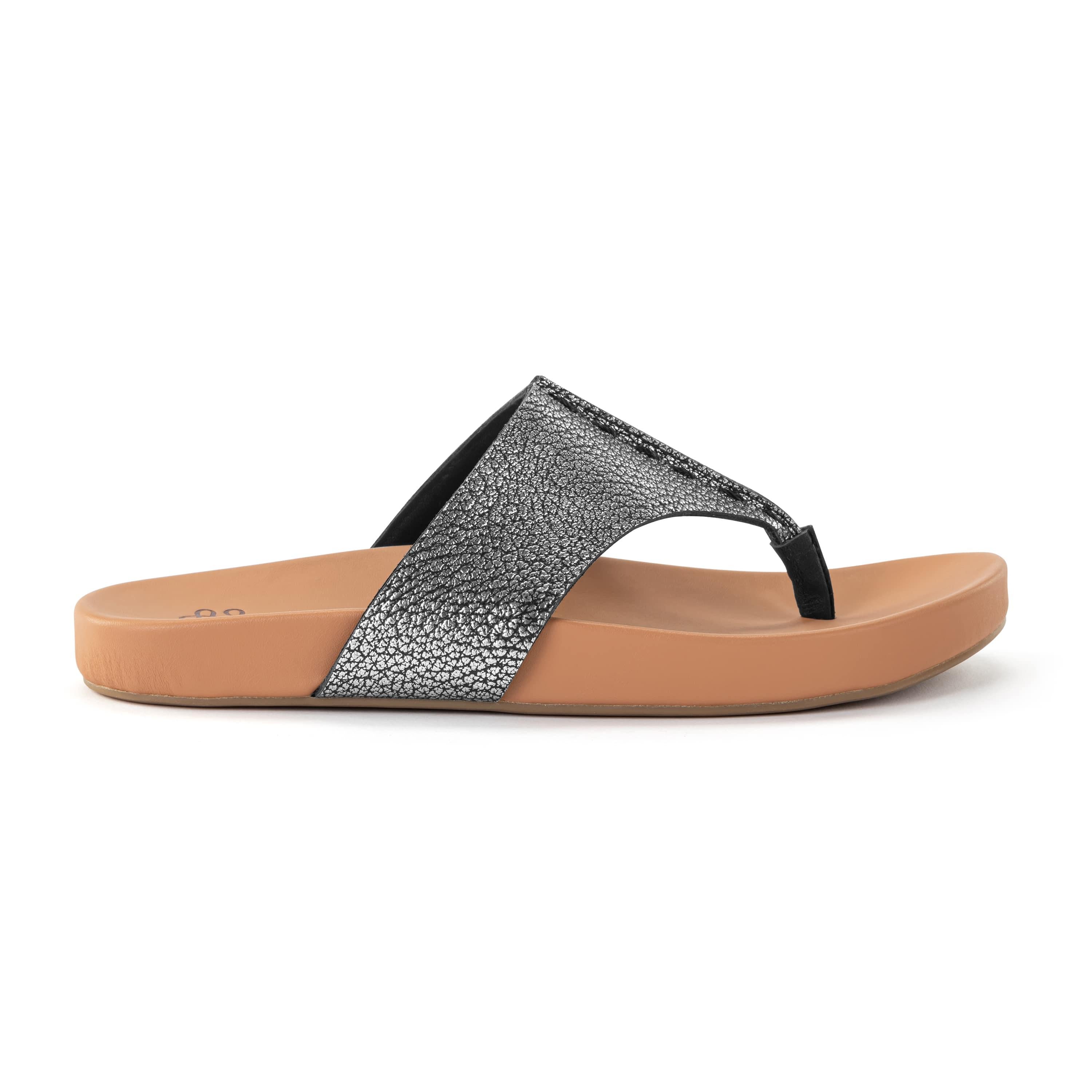 Everly Sandal - Genuine Leather Women's Sandals in Dark Silver | Comfortable & Stylish for Summer, Beach, and Casual Outings